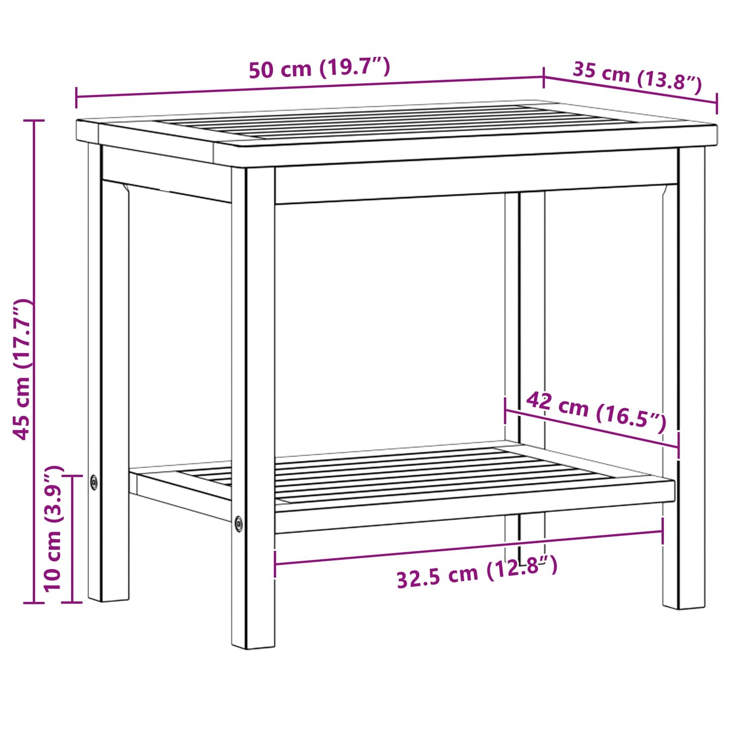 Bijzettafel Olie naturel 50 x 35 x 45 cm Massief Acaciahout is nu te koop bij PeponiXL, paradijselijk wonen!