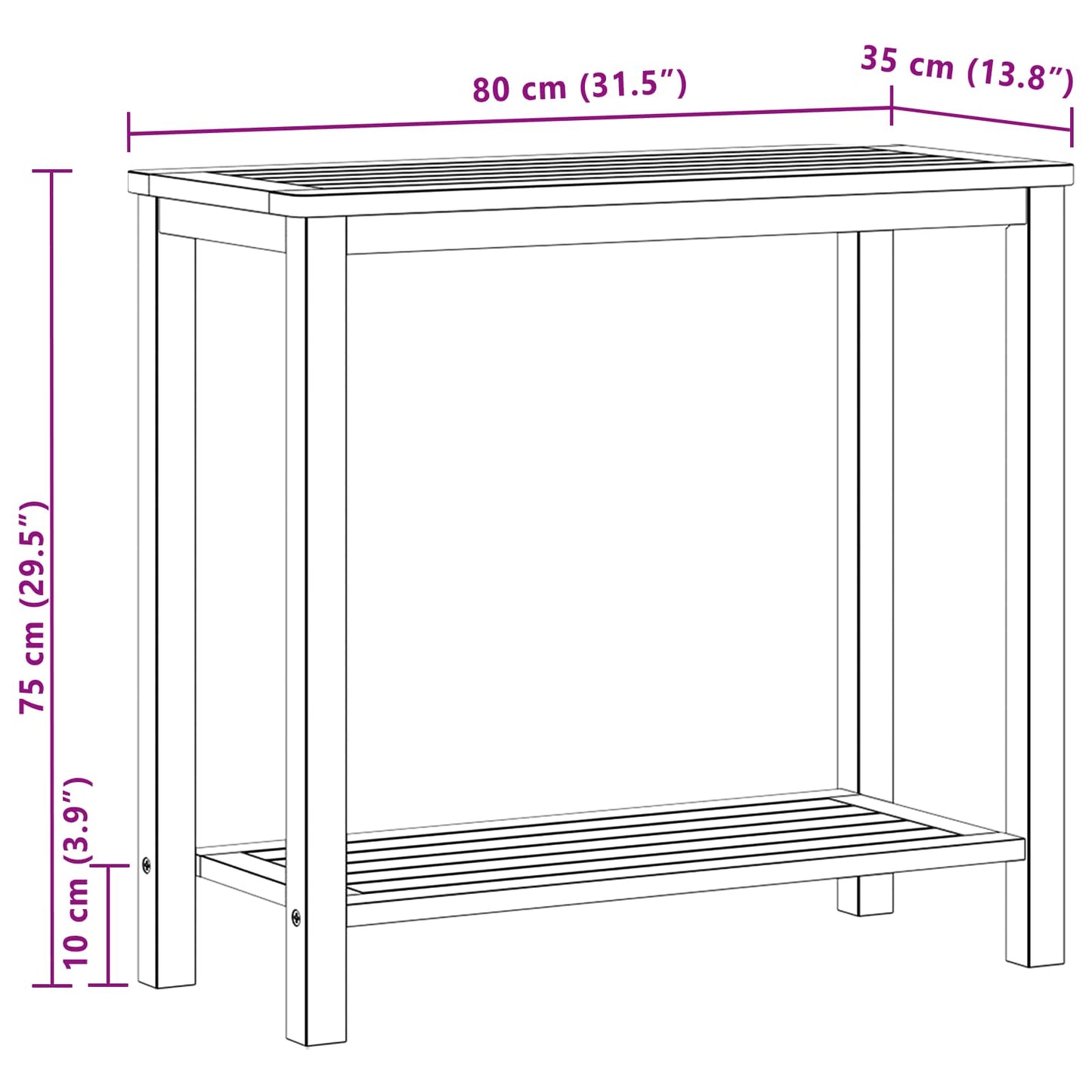 Tuin Console Tafel met opslag Licht acacia 80 x 35 x 75 cm is nu te koop bij PeponiXL, paradijselijk wonen!