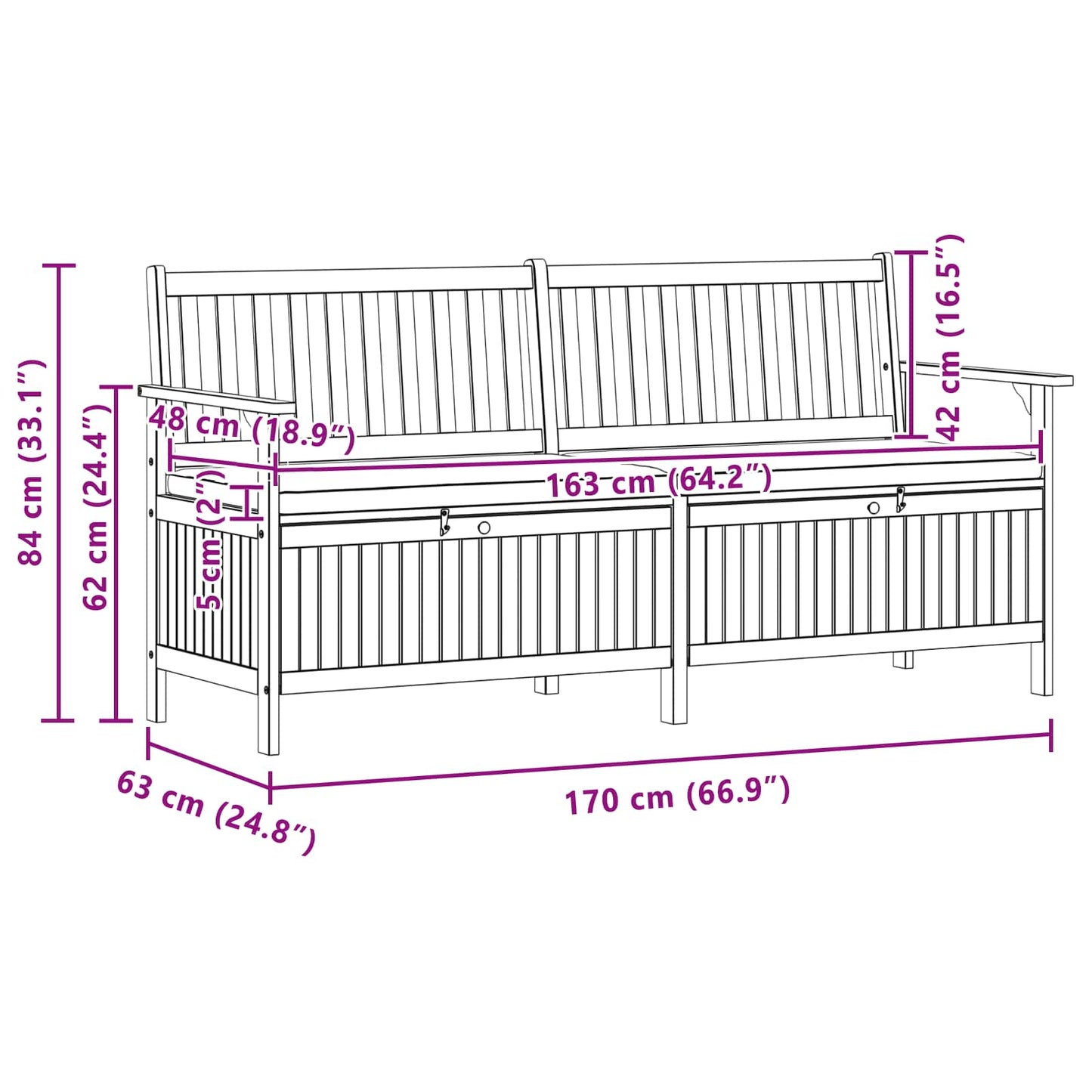 Opslagbank met opslag met de deur Massief Acacia is nu te koop bij PeponiXL, paradijselijk wonen!