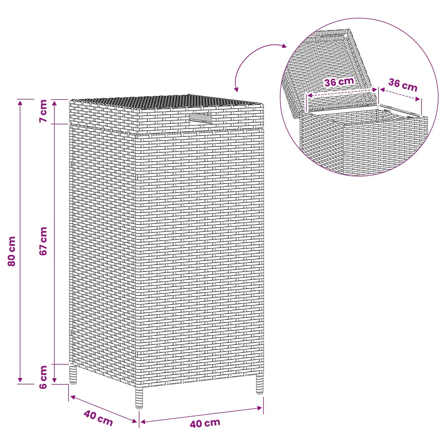 Buiten Afvalbak Bruin 40 x 40 x 80 cm poly rattan is nu te koop bij PeponiXL, paradijselijk wonen!