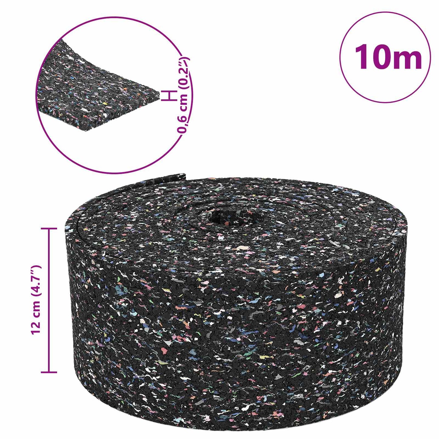Rubbergranulaatrol Zwart 1000 x 12 x 0,6 cm Rubber is nu te koop bij PeponiXL, paradijselijk wonen!