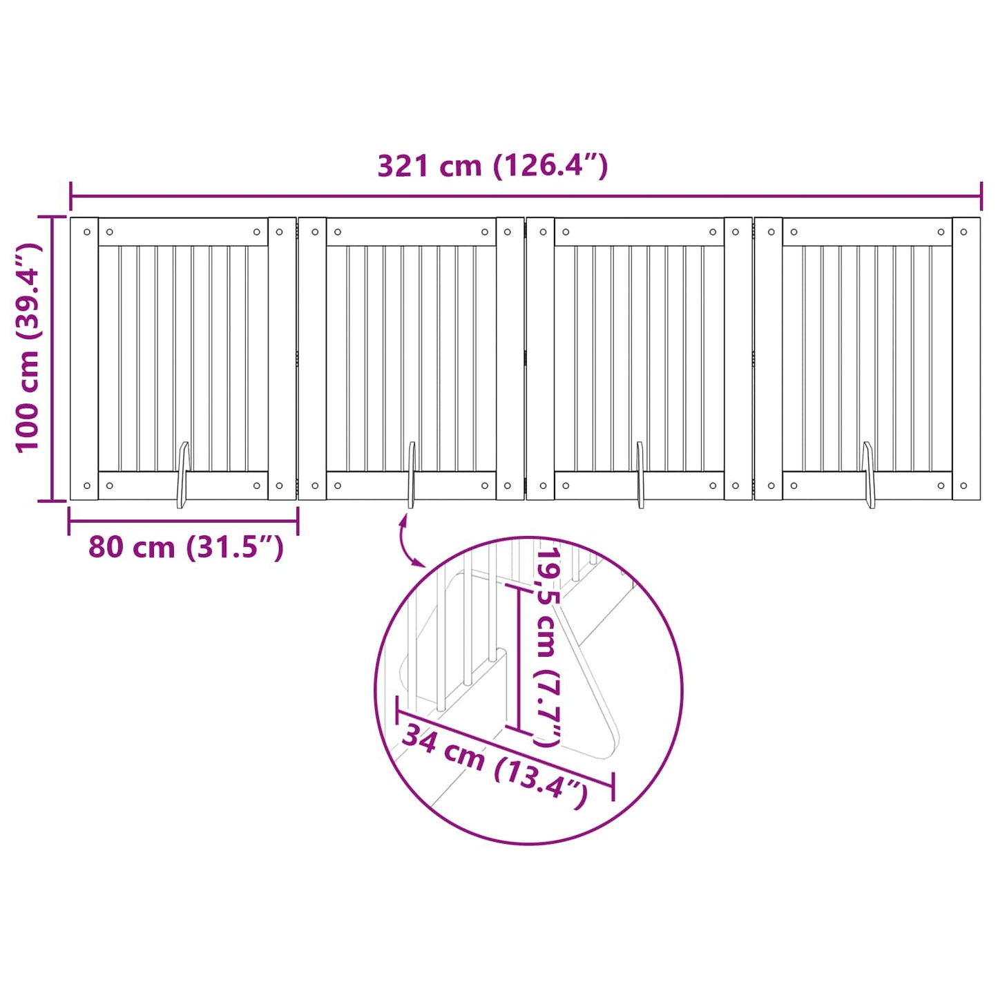 Hondenhekje met standaards 4 pcs Grijs sonoma 80 x 100 cm is nu te koop bij PeponiXL, paradijselijk wonen!