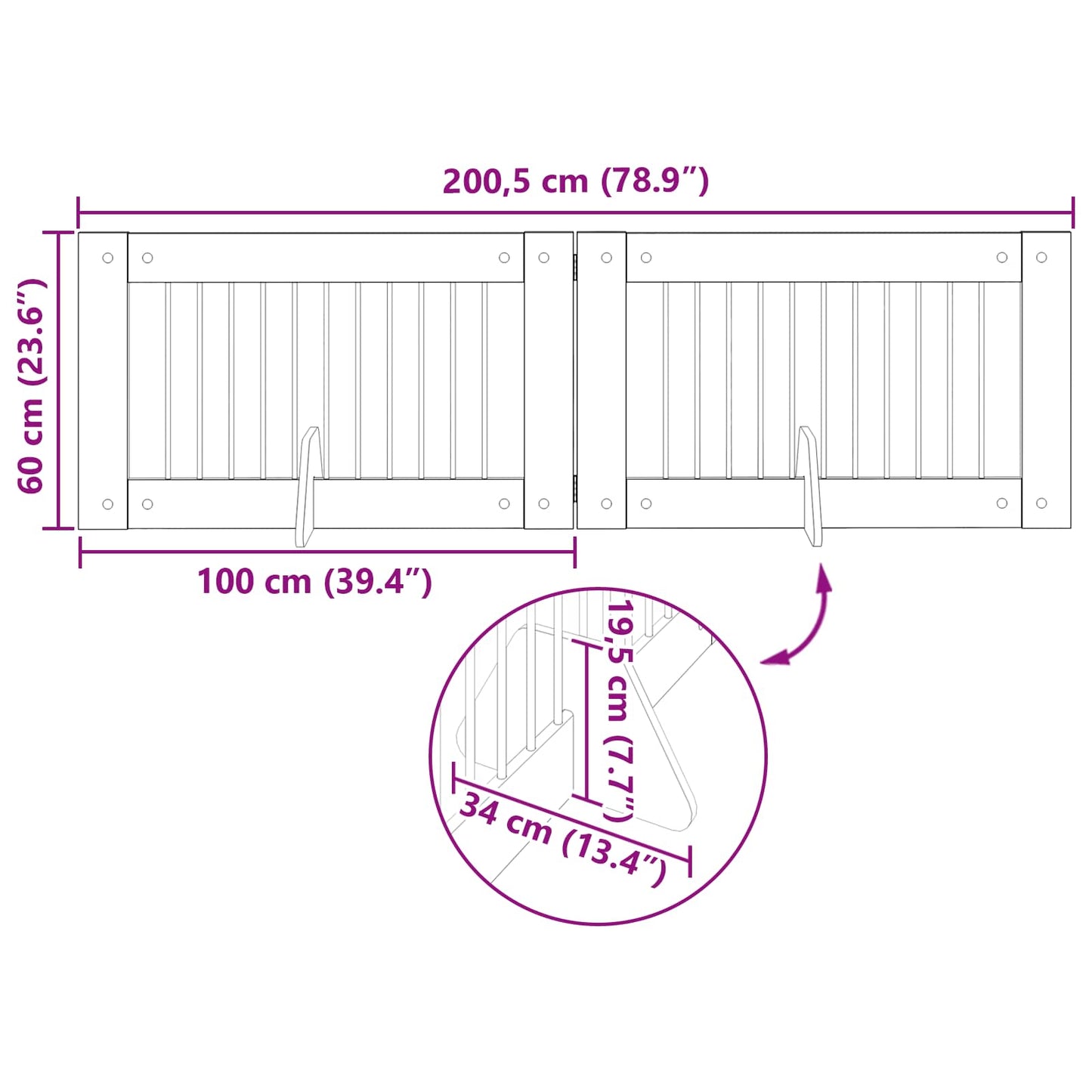 Hondenhekje met standaards 2 pcs Oud hout 100 x 60 cm is nu te koop bij PeponiXL, paradijselijk wonen!