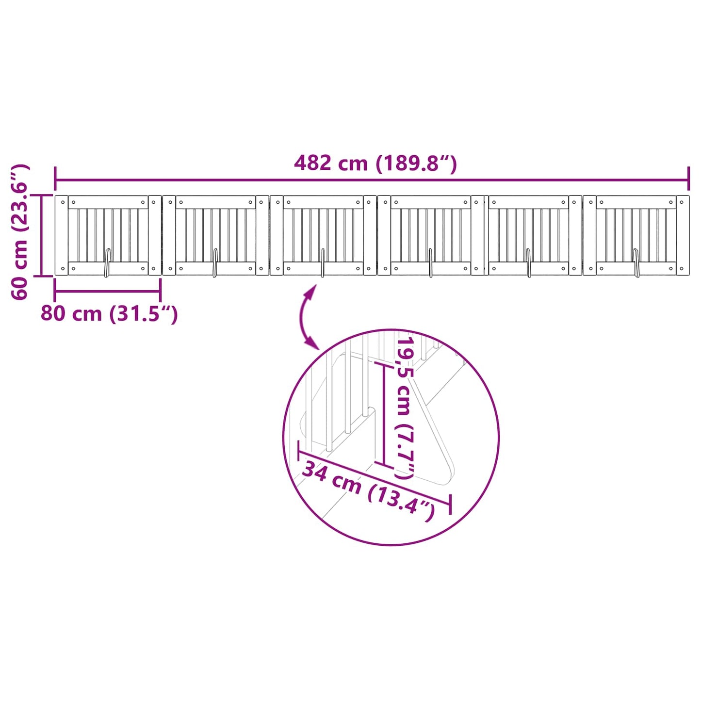 Hondenhekje met standaards 6 pcs Oud hout 80 x 60 cm is nu te koop bij PeponiXL, paradijselijk wonen!