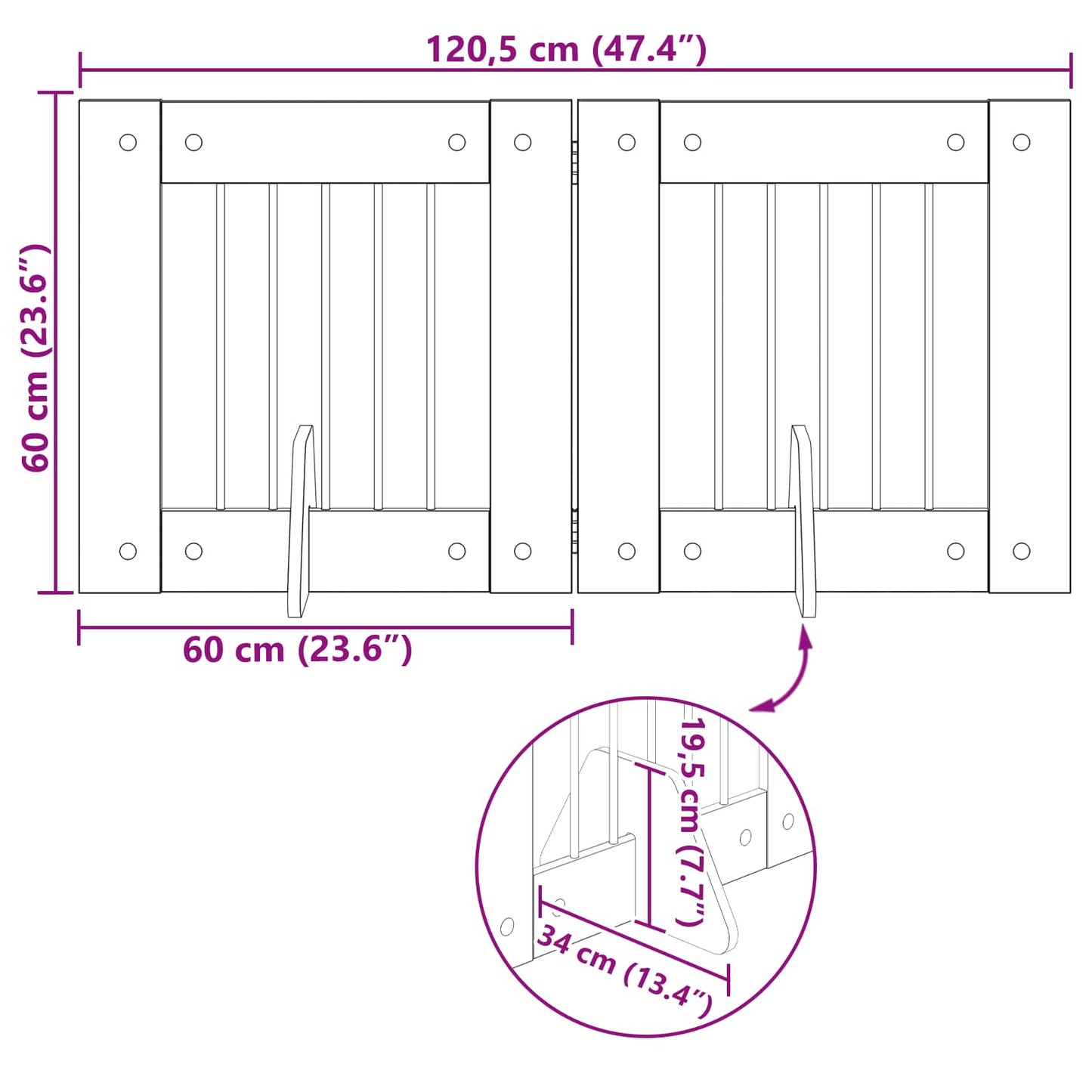 Hondenhekje met standaards 2 pcs Grijs sonoma 60 x 60 cm is nu te koop bij PeponiXL, paradijselijk wonen!