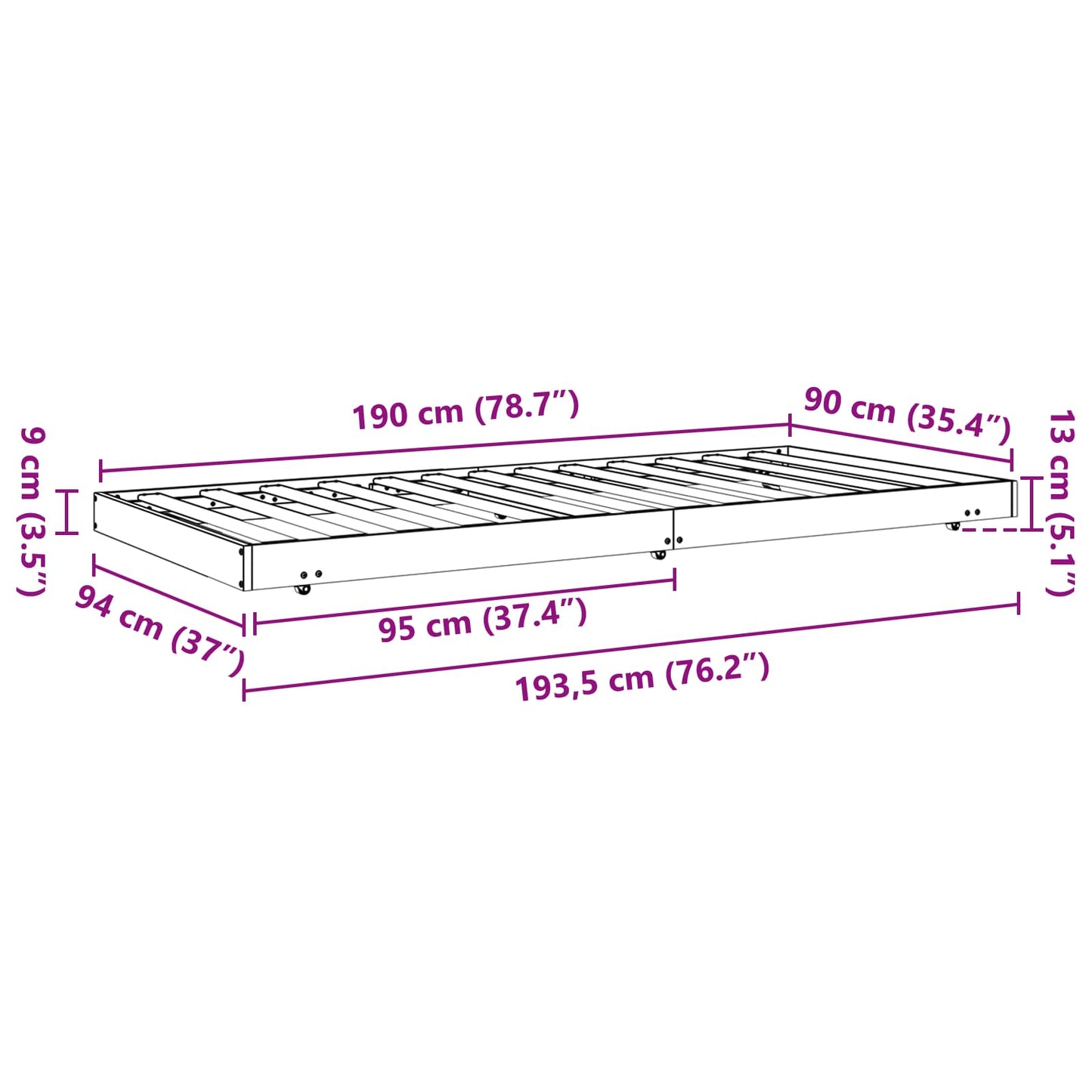 Bedframe Wasbruin 90 x 190 cm Massief grenenhout is nu te koop bij PeponiXL, paradijselijk wonen!