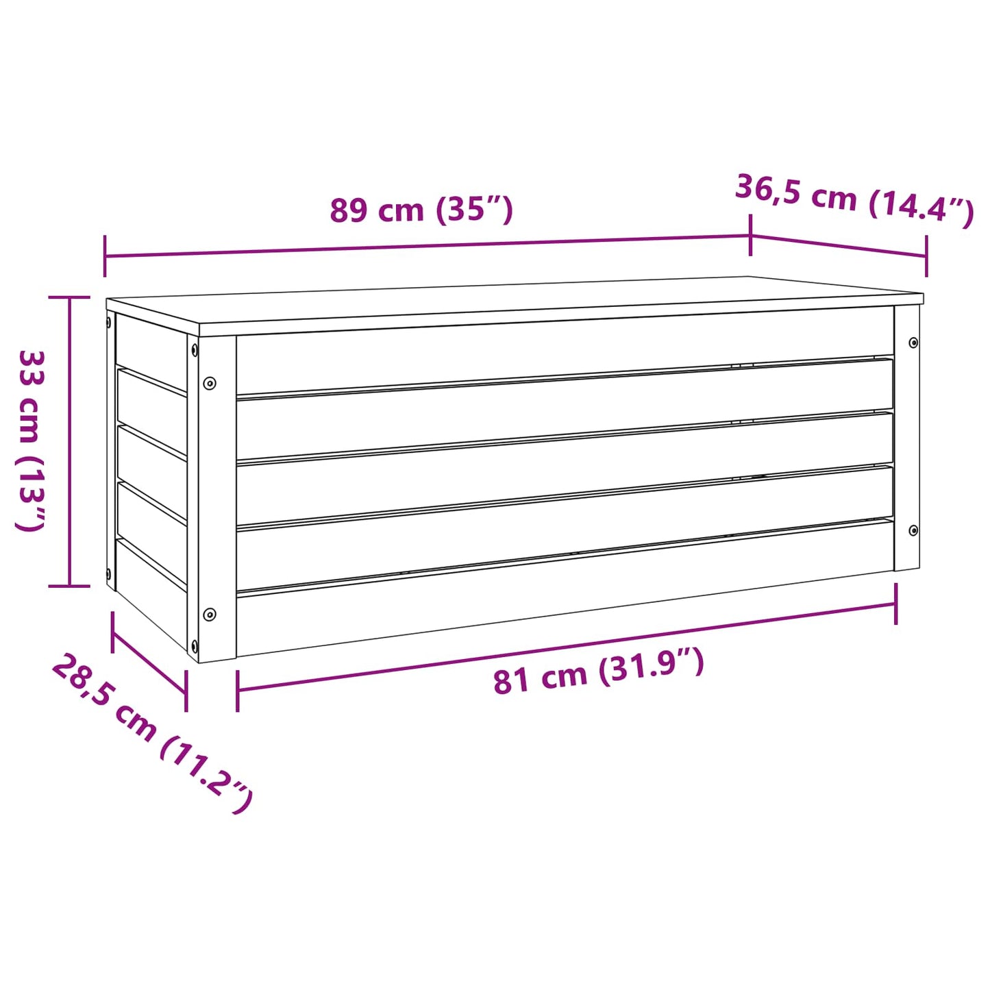 Opbergbox Wasbruin 89 x 36,5 x 33 cm Massief grenenhout is nu te koop bij PeponiXL, paradijselijk wonen!