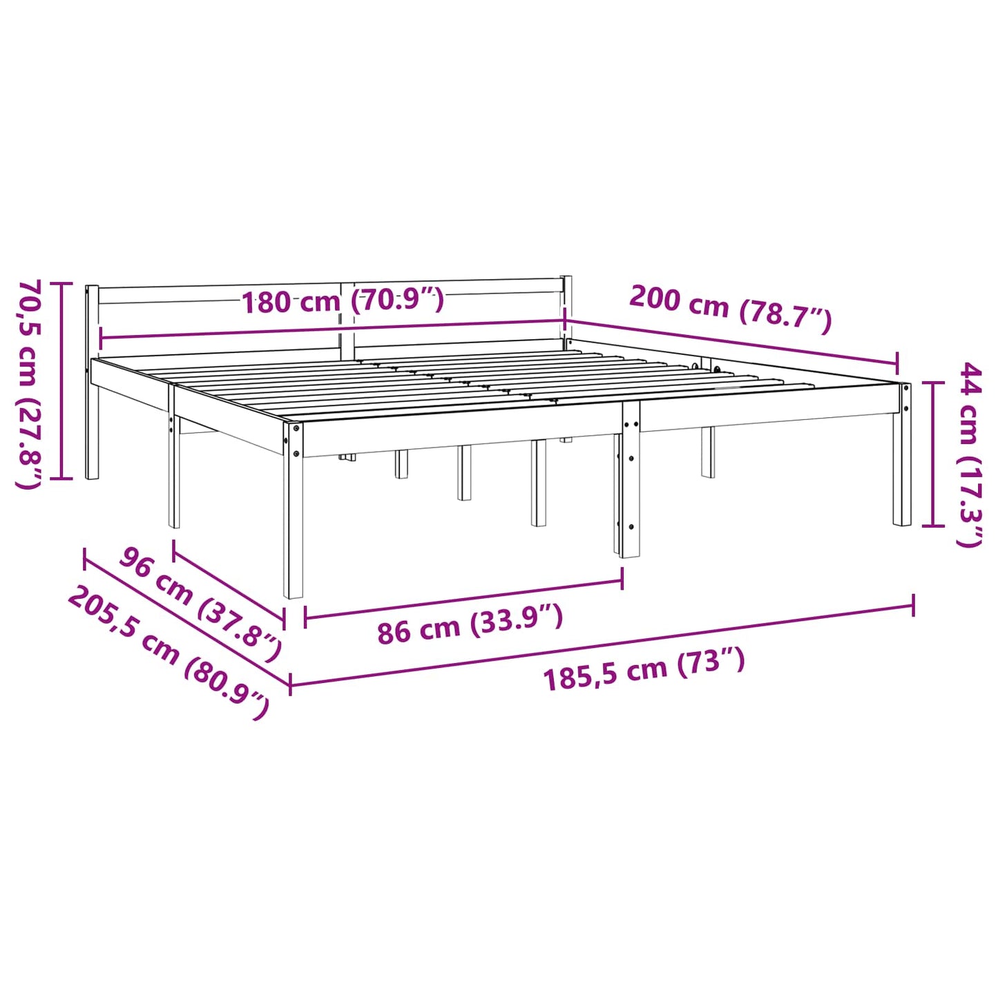Bedframe Wasbruin 180 x 200 cm Massief grenenhout is nu te koop bij PeponiXL, paradijselijk wonen!