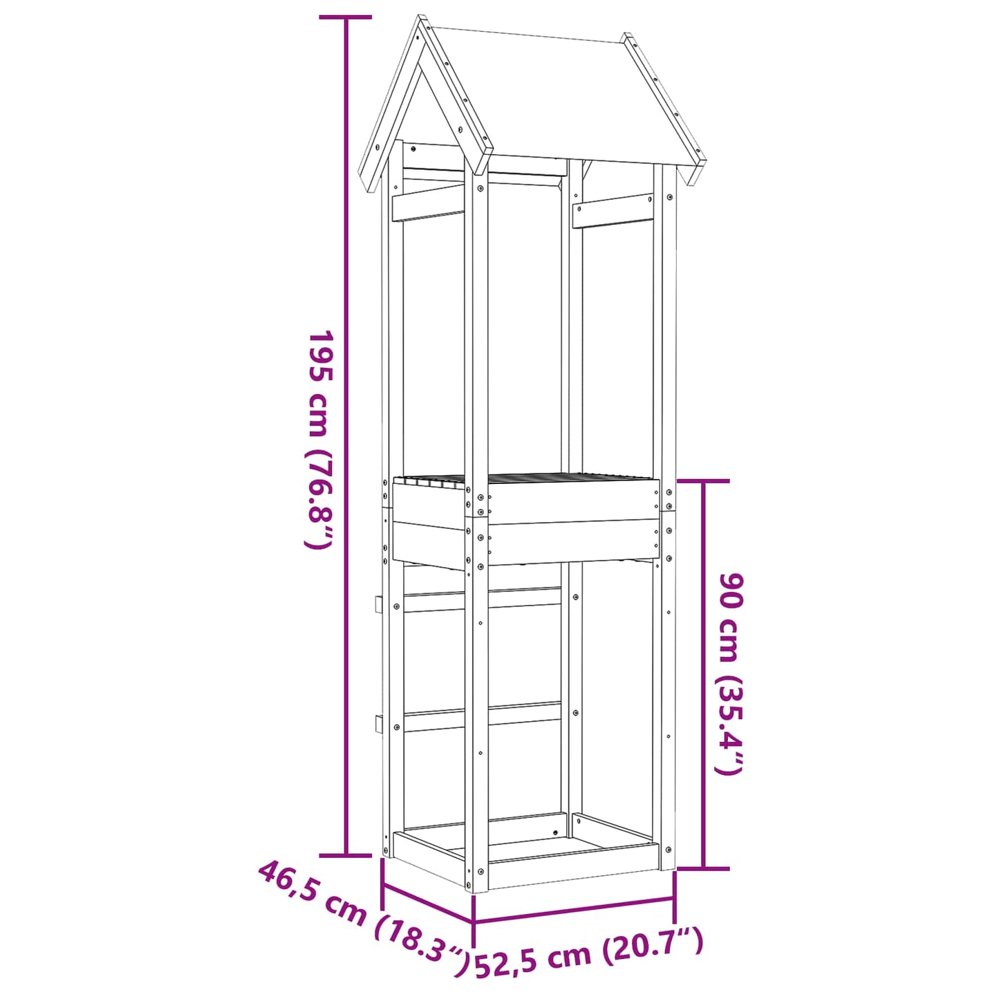 Speeltoren Bruin 52,5 x 46,5 x 195 cm Massief grenenhout is nu te koop bij PeponiXL, paradijselijk wonen!