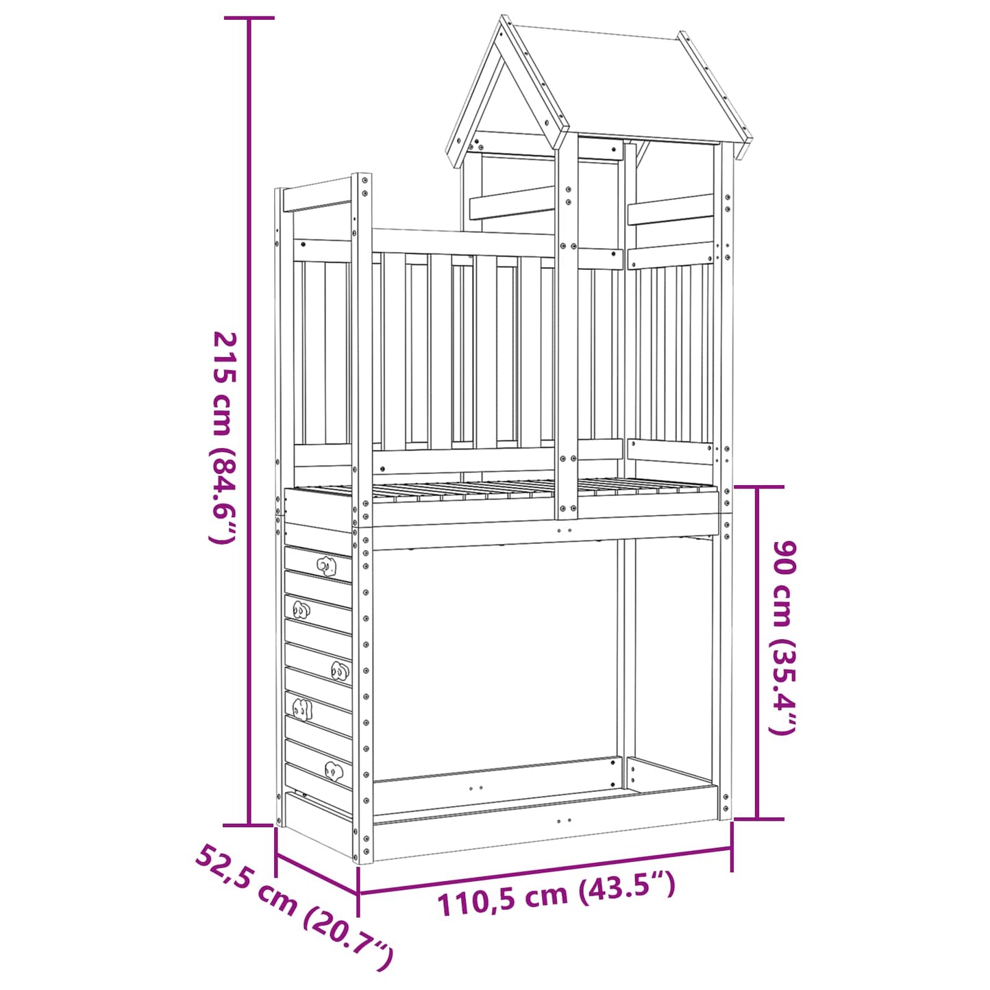 Speeltoren Bruin 110,5 x 52,5 x 215 cm Massief grenenhout is nu te koop bij PeponiXL, paradijselijk wonen!
