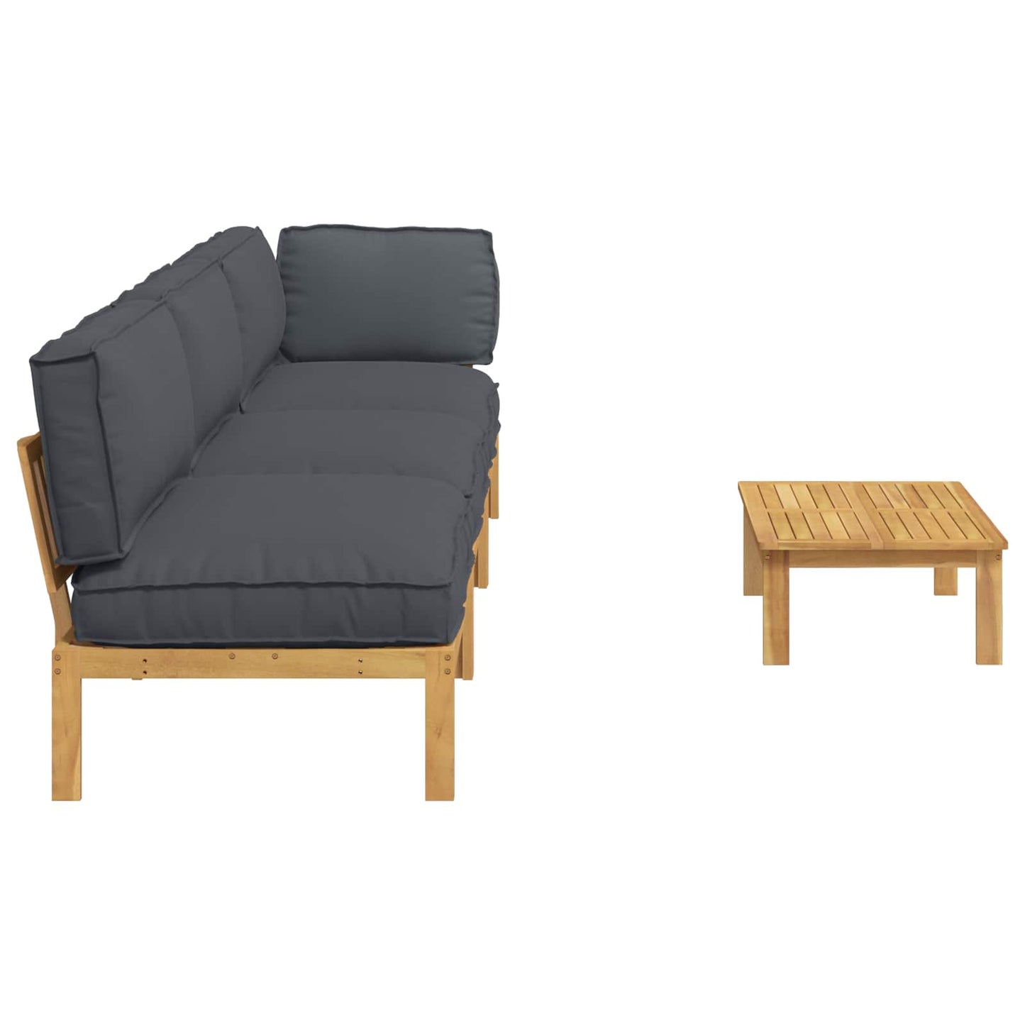 Bankstel met kussen Effen 4 pcs Antraciet Massief Acaciahout is nu te koop bij PeponiXL, paradijselijk wonen!