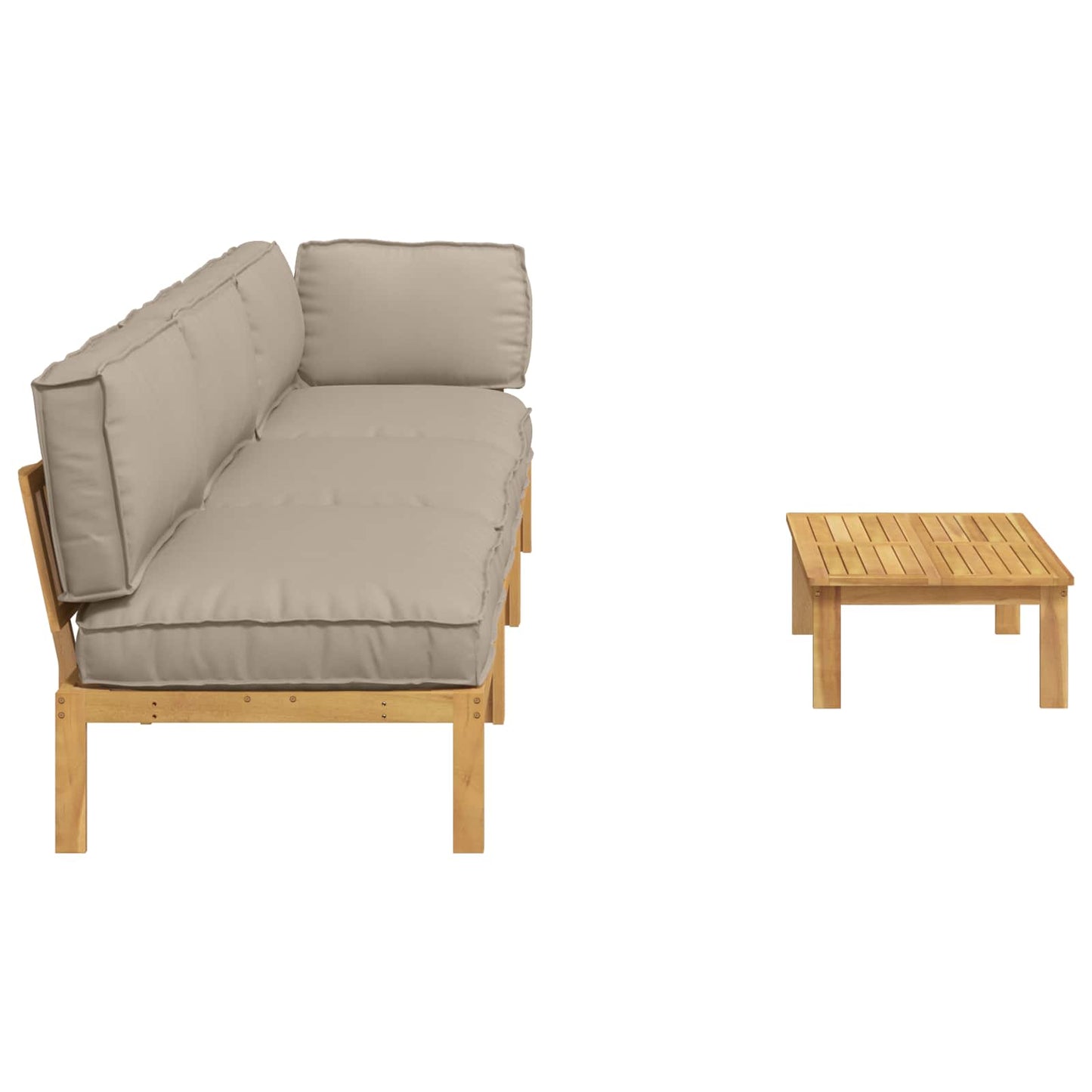 Bankstel met kussen Effen 4 pcs Taupe Massief Acaciahout is nu te koop bij PeponiXL, paradijselijk wonen!