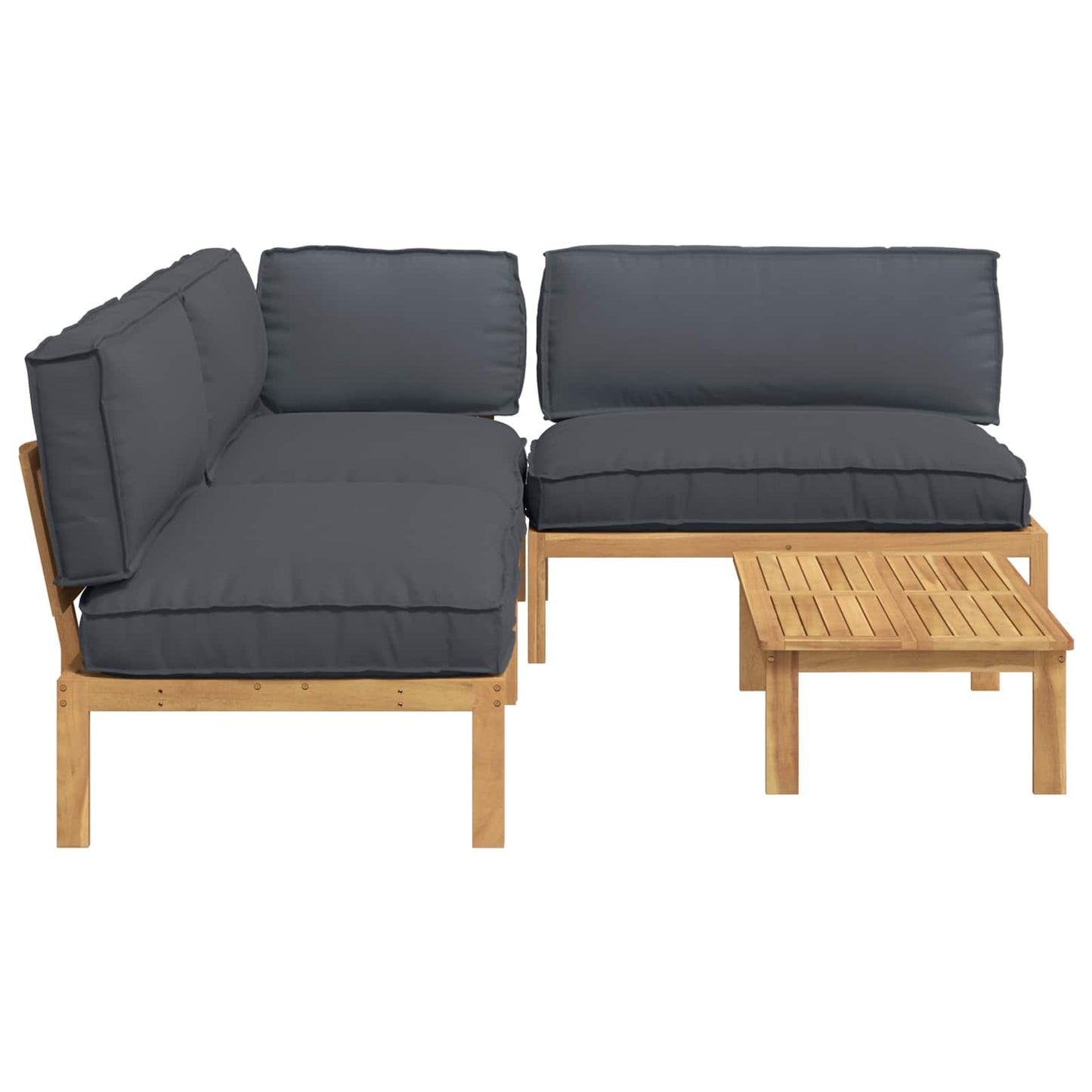 Bankstel met kussen Effen 4 pcs Antraciet Massief Acaciahout is nu te koop bij PeponiXL, paradijselijk wonen!