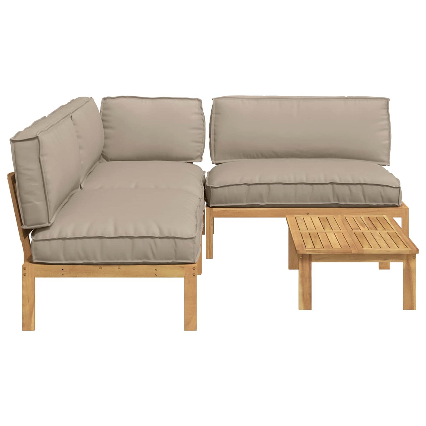 Bankstel met kussen Effen 4 pcs Taupe Massief Acaciahout is nu te koop bij PeponiXL, paradijselijk wonen!
