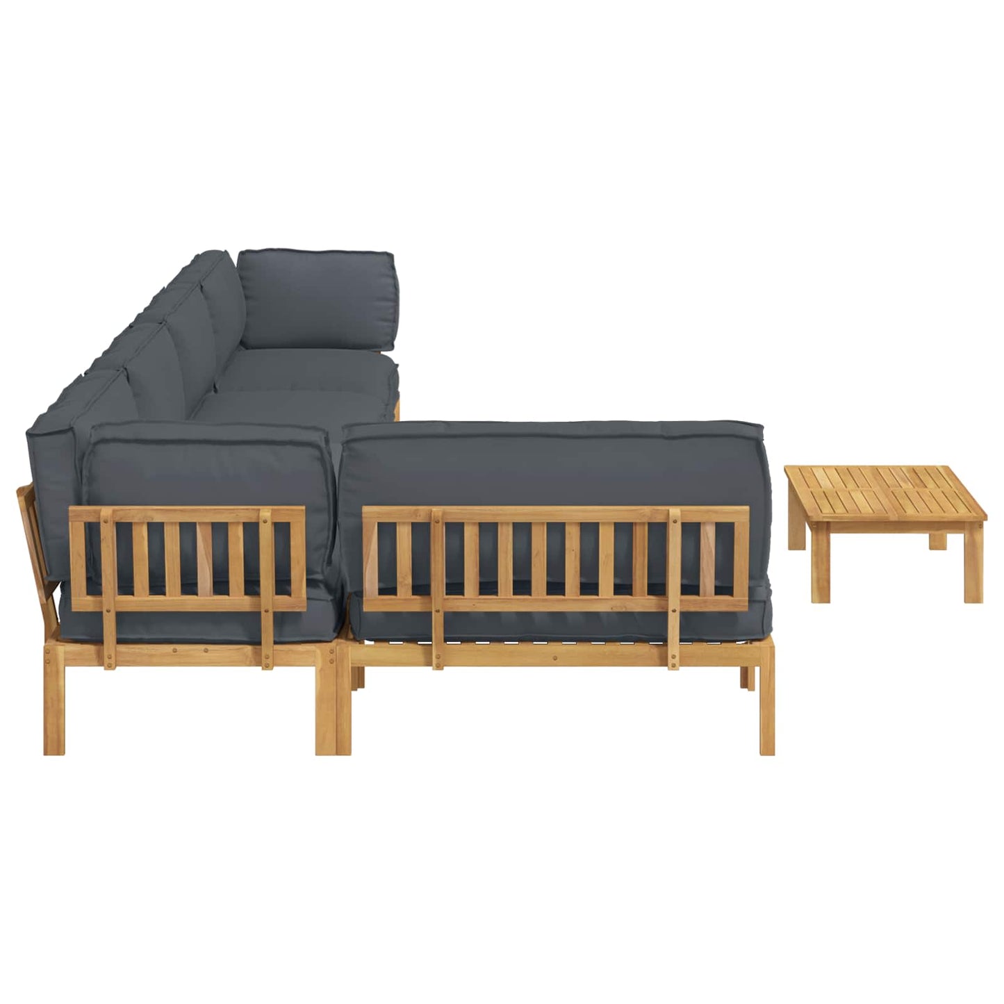Bankstel met kussen Effen 6 pcs Antraciet Massief Acaciahout is nu te koop bij PeponiXL, paradijselijk wonen!