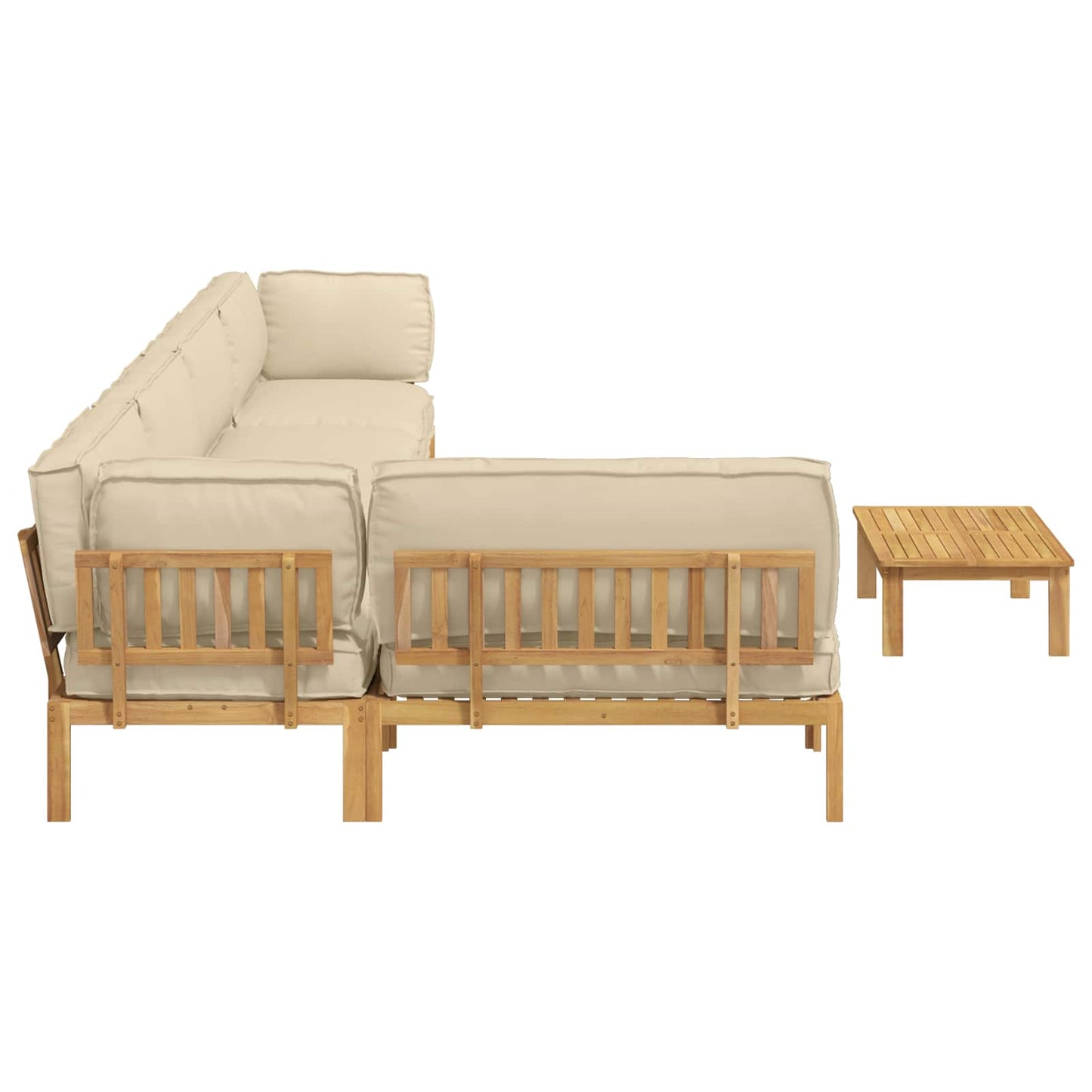 Bankstel met kussen Effen 6 pcs Beige Massief Acaciahout