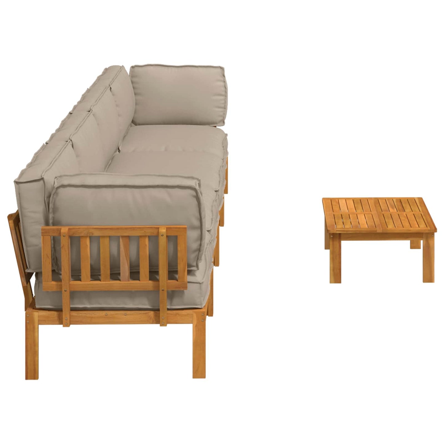 Bankstel met kussen Effen 5 pcs Taupe Massief Acaciahout