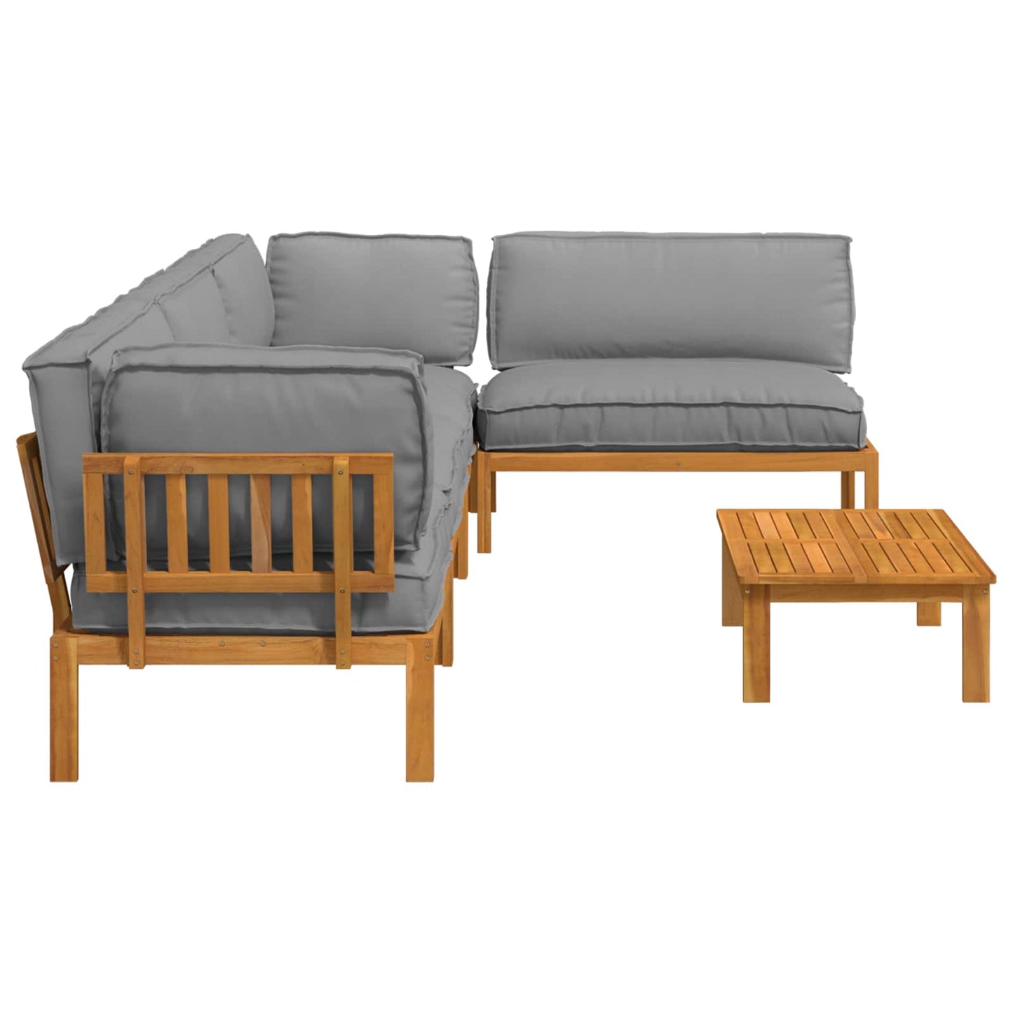Bankstel met kussen Effen 5 pcs Grijs Massief Acaciahout