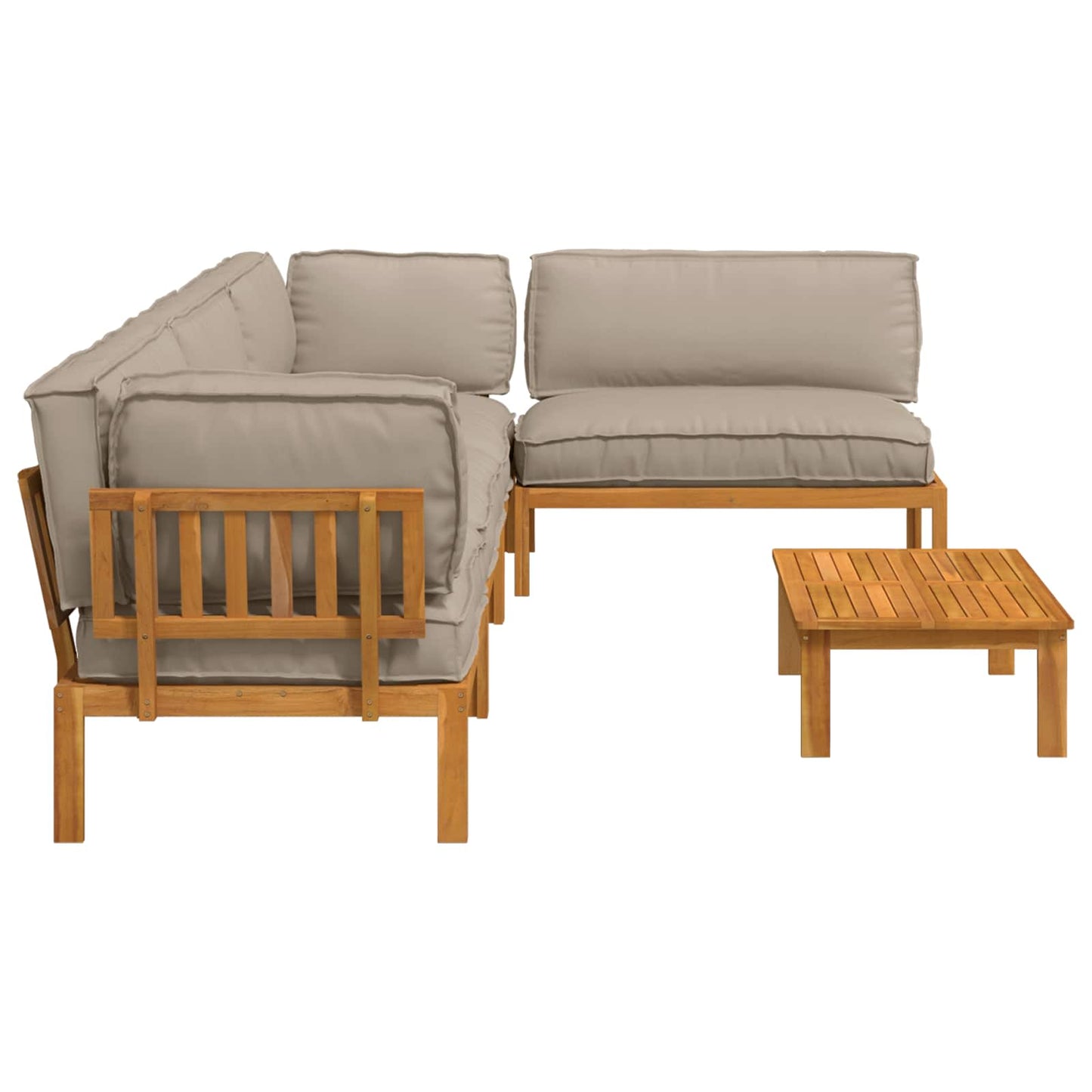 Bankstel met kussen Effen 5 pcs Taupe Massief Acaciahout