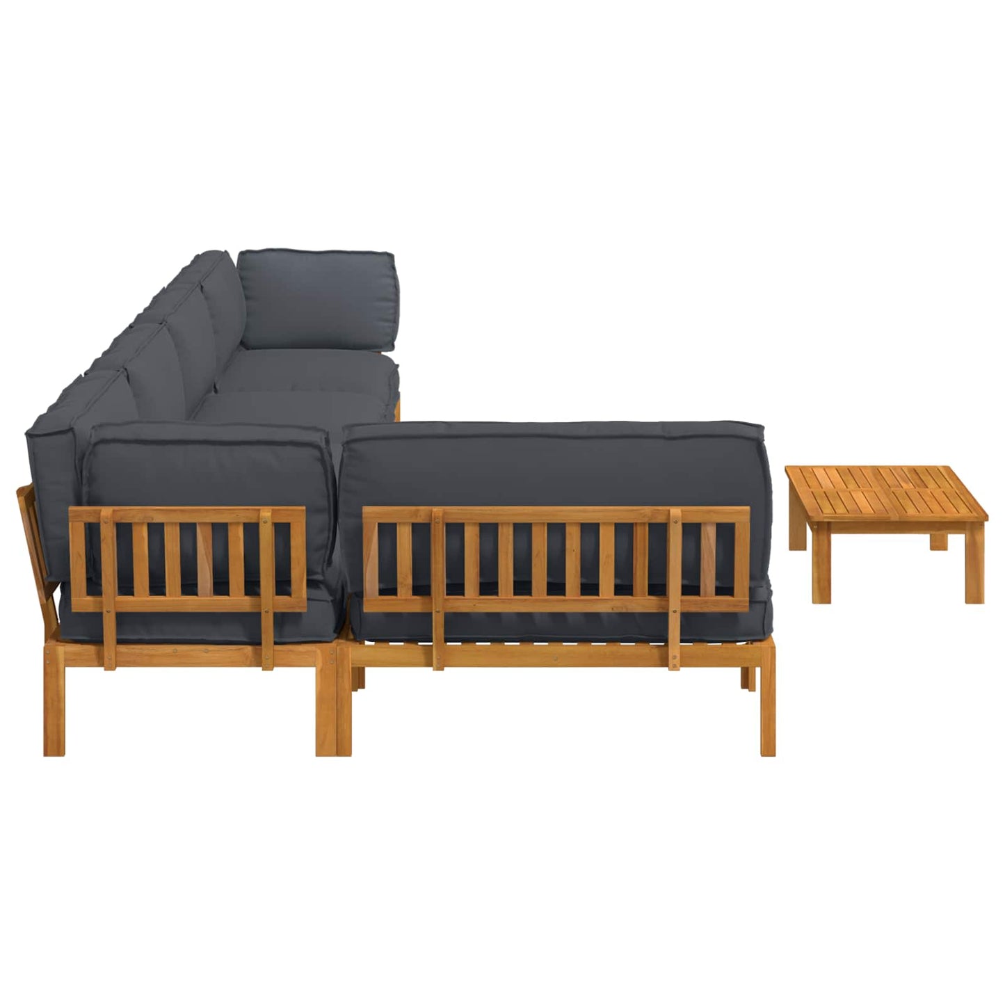 Bankstel met kussen Effen 6 pcs Antraciet Massief Acaciahout