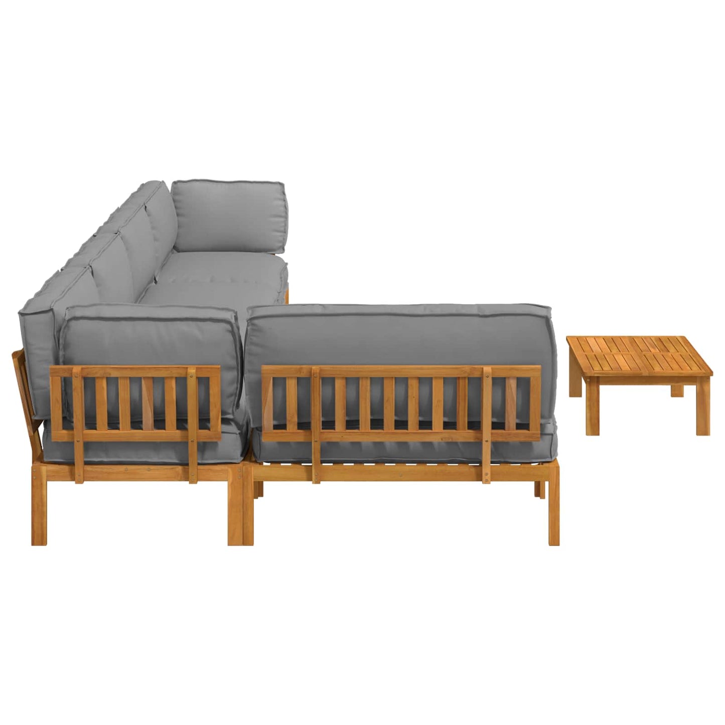 Bankstel met kussen Effen 6 pcs Grijs Massief Acaciahout