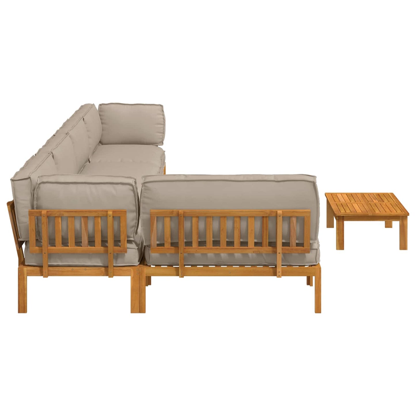 Bankstel met kussen Effen 6 pcs Taupe Massief Acaciahout