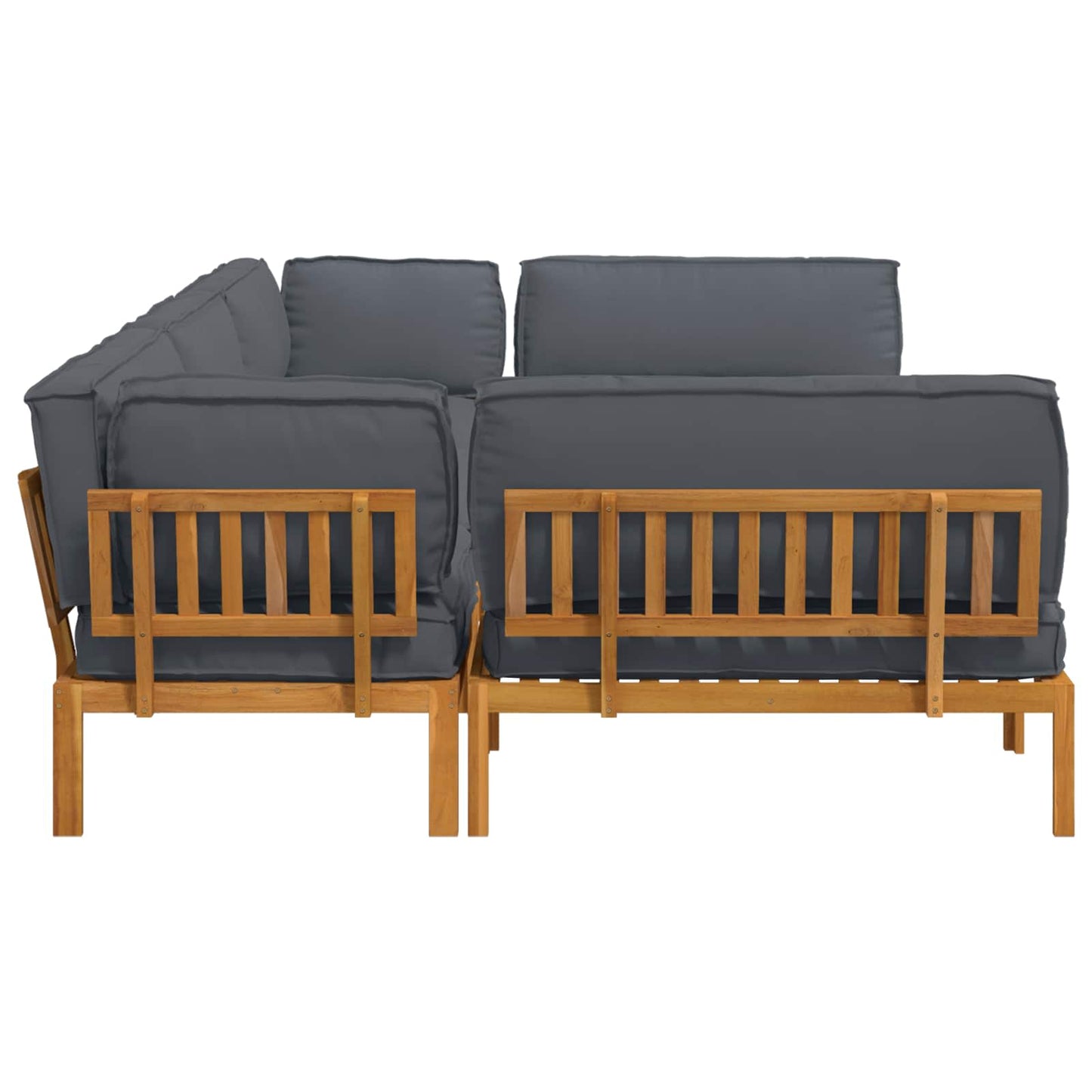 Bankstel met kussen Effen 6 pcs Antraciet Massief Acaciahout