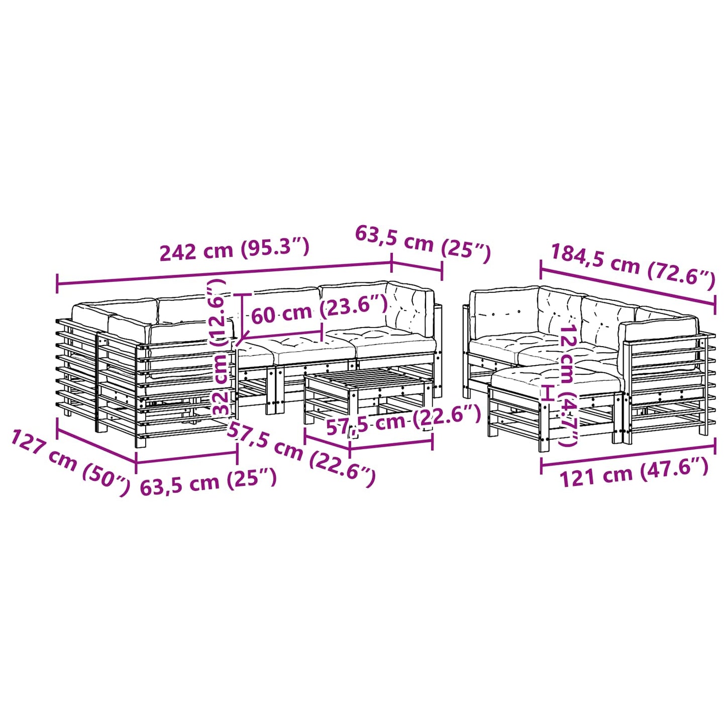 Tuin loungeset 10 pcs Wasbruin Massief grenenhout is nu te koop bij PeponiXL, paradijselijk wonen!
