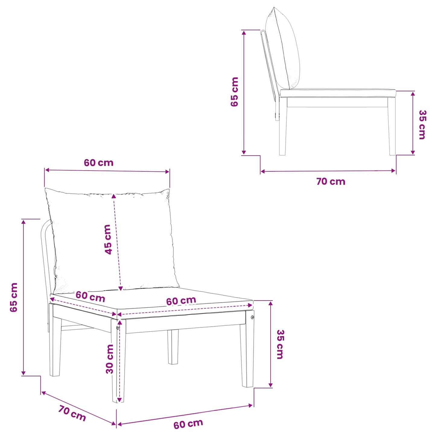 Midden Sofa Massief Acaciahout Naturel
