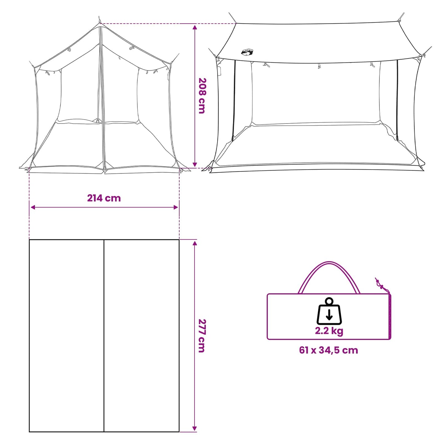 Campingzeil met gaaswanden Grijs en Oranje 270 x 210 x 210 cm is nu te koop bij PeponiXL, paradijselijk wonen!