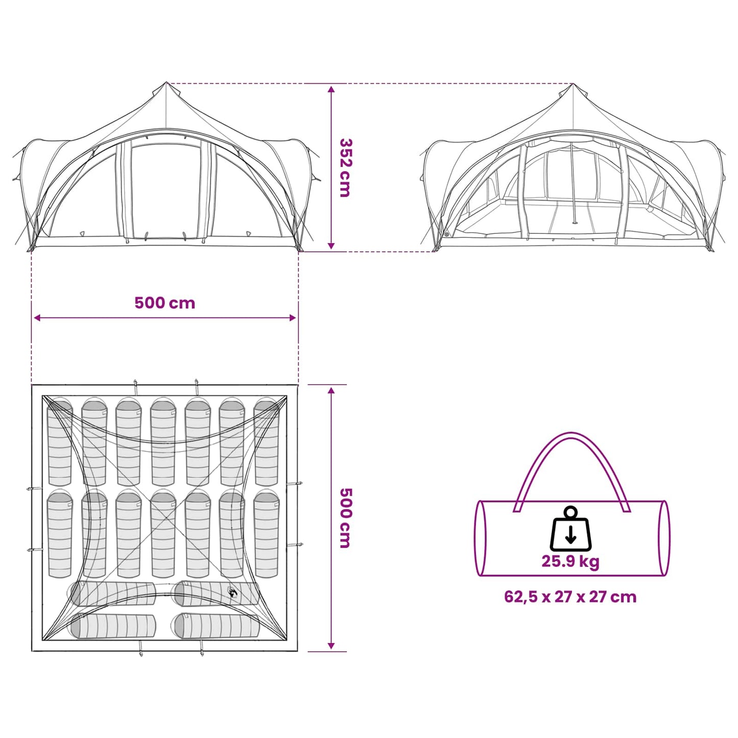 Tipi Tent met dak Groen 18-Persoon Polyester en staal is nu te koop bij PeponiXL, paradijselijk wonen!
