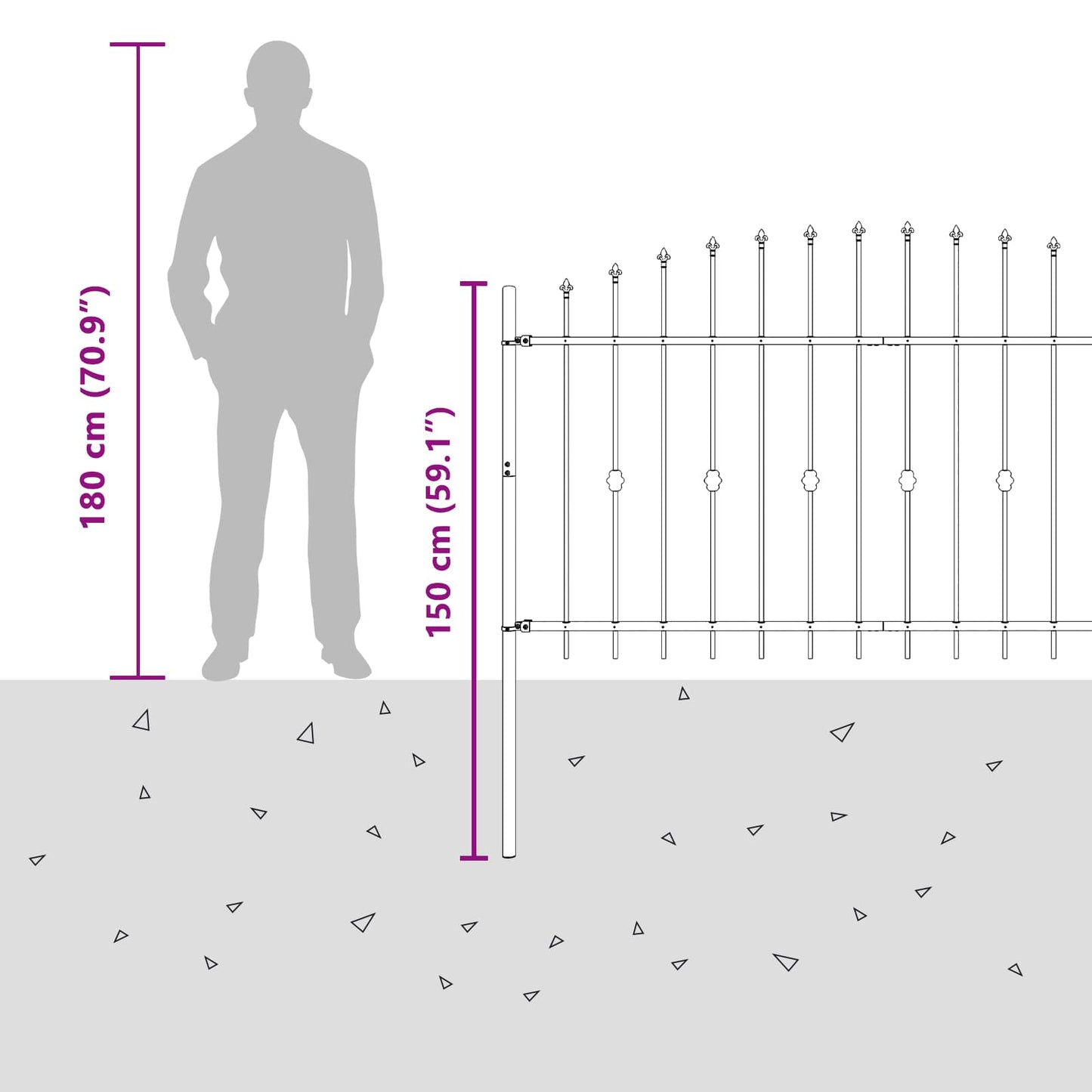 Spike Fence Asten Zwart 200 x 150 cm Gepoedercoat staal is nu te koop bij PeponiXL, paradijselijk wonen!