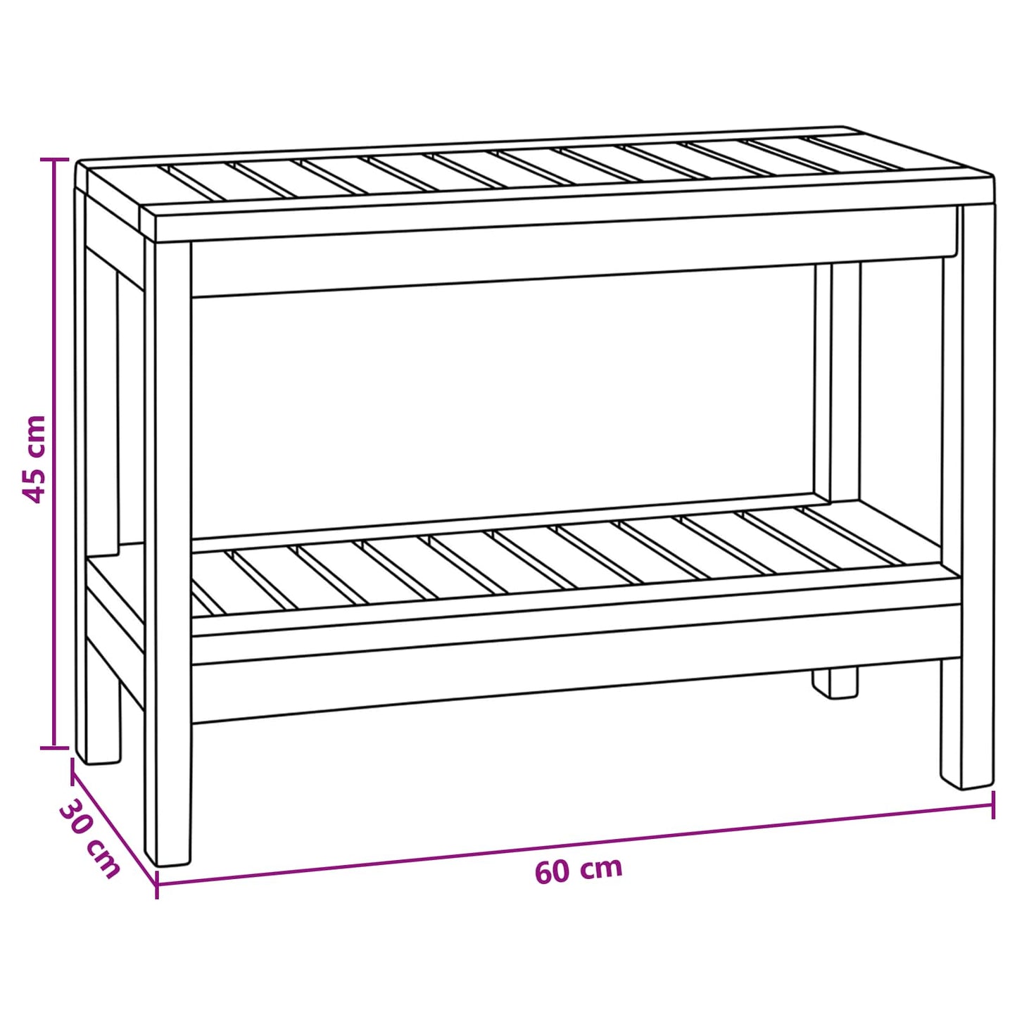 Badkamer Zijtafel Naturel 60 x 30 x 45 cm Massief Teakhout is nu te koop bij PeponiXL, paradijselijk wonen!