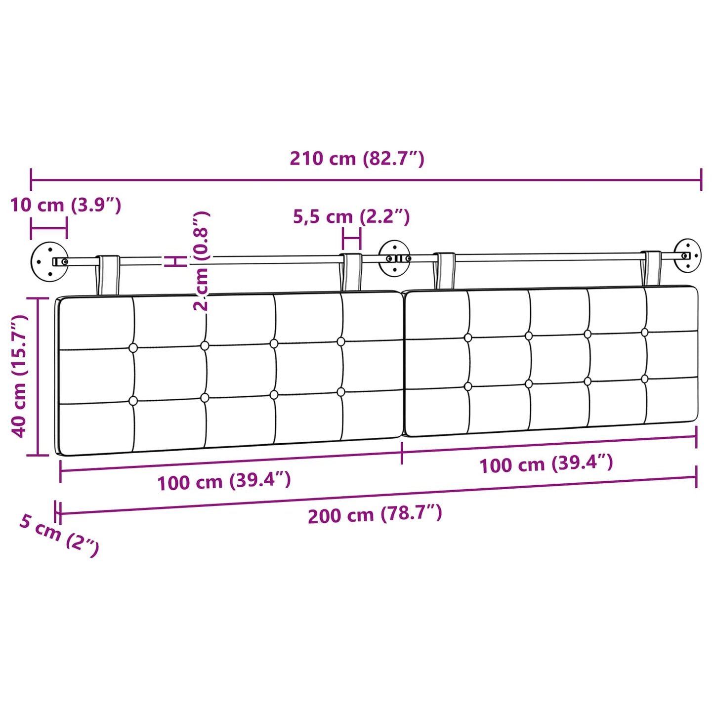 Hangend Hoofdeinde Crème 210 x 55 x 5 cm Nep Leer is nu te koop bij PeponiXL, paradijselijk wonen!