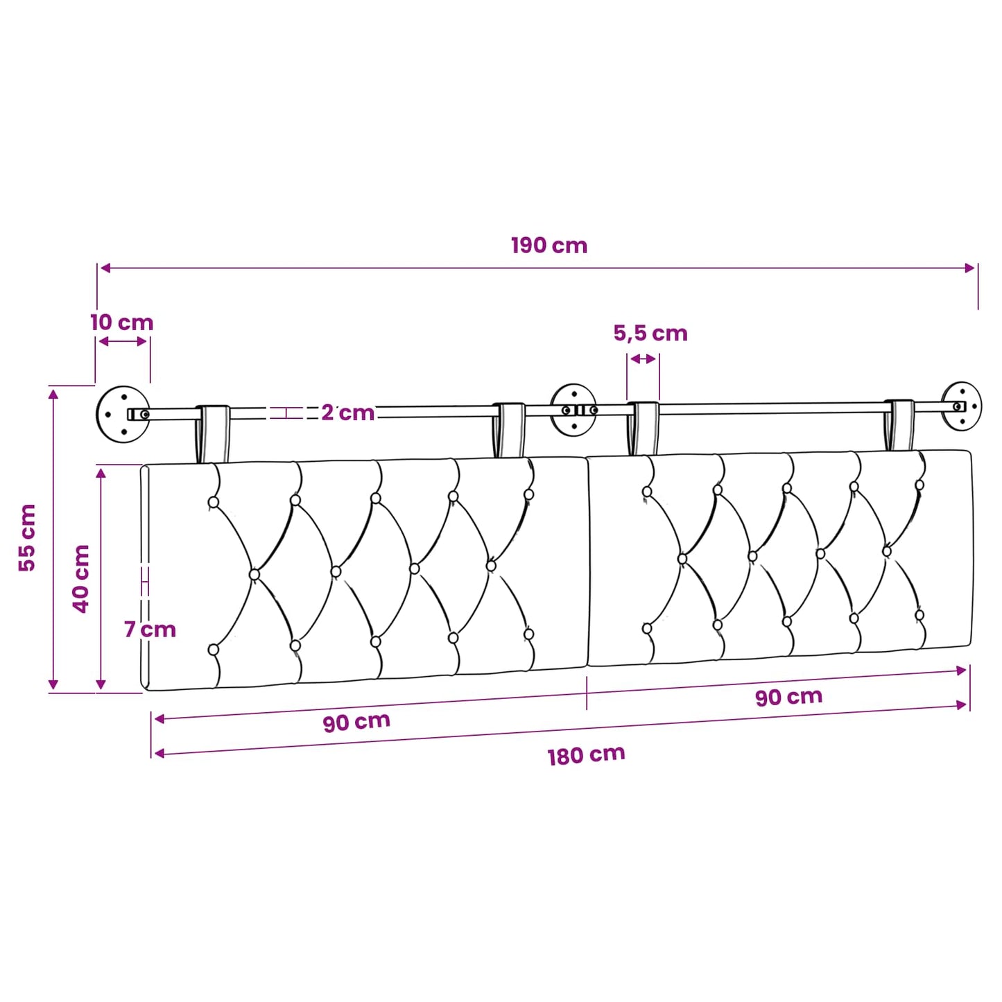 Hangend hoofdbord Crèmekleurig Stof is nu te koop bij PeponiXL, paradijselijk wonen!