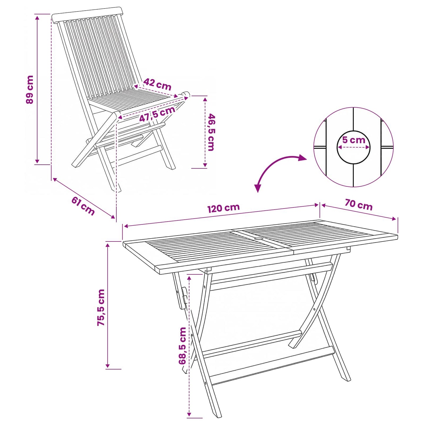 Tuinmeubelset 7 st Naturel Massief Teakhout is nu te koop bij PeponiXL, paradijselijk wonen!