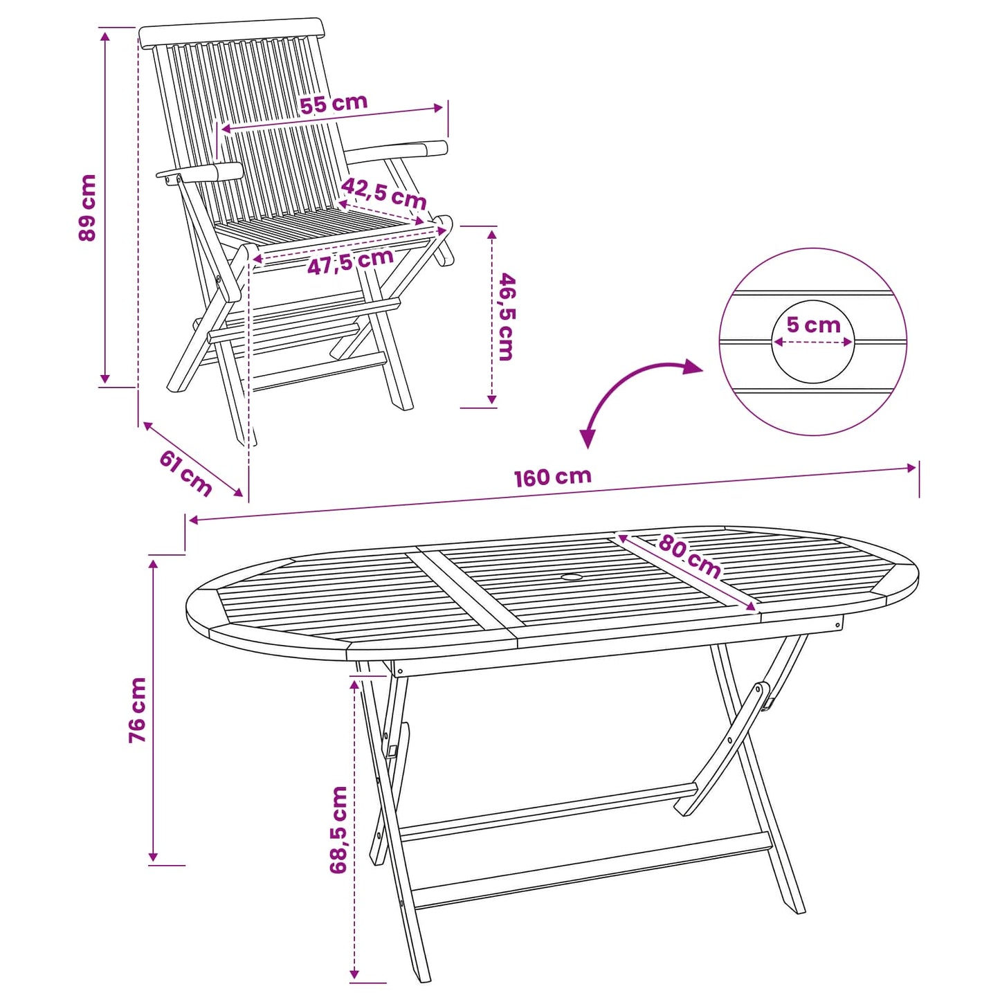 Tuinmeubelset 9 st Naturel Massief Teakhout is nu te koop bij PeponiXL, paradijselijk wonen!