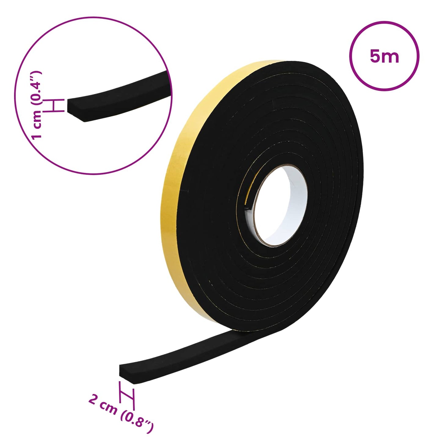Zelfklevende schuimtape 20 pcs Zwart 20mm x 5m CR Schuim is nu te koop bij PeponiXL, paradijselijk wonen!