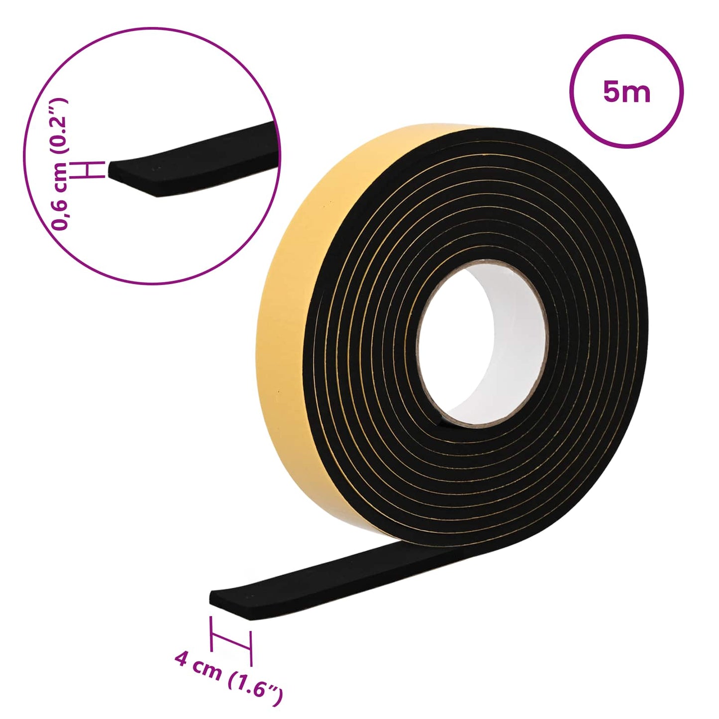 Zelfklevende schuimtape 20 pcs Zwart 40mm x 5m CR Schuim is nu te koop bij PeponiXL, paradijselijk wonen!