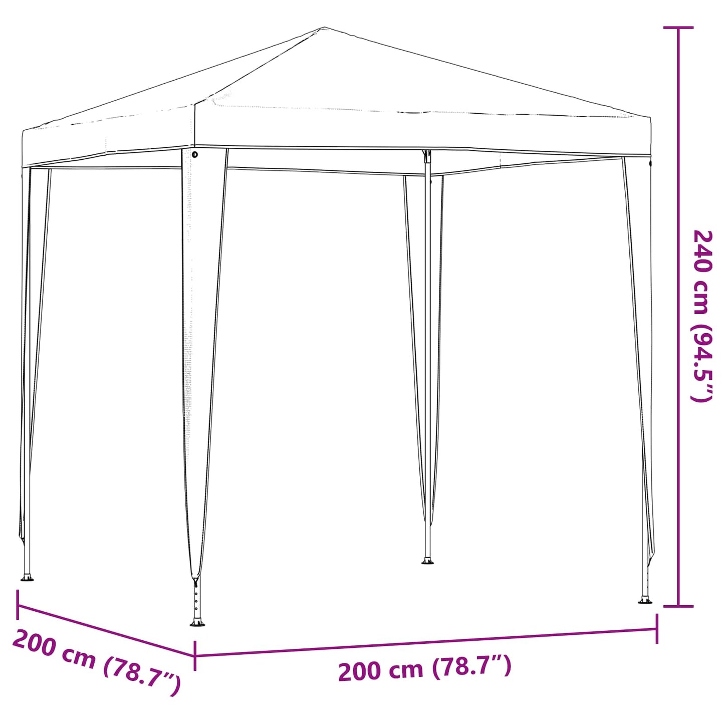 Partytent 200 x 200 x 240 cm Lichtgrijs PE en staal is nu te koop bij PeponiXL, paradijselijk wonen!