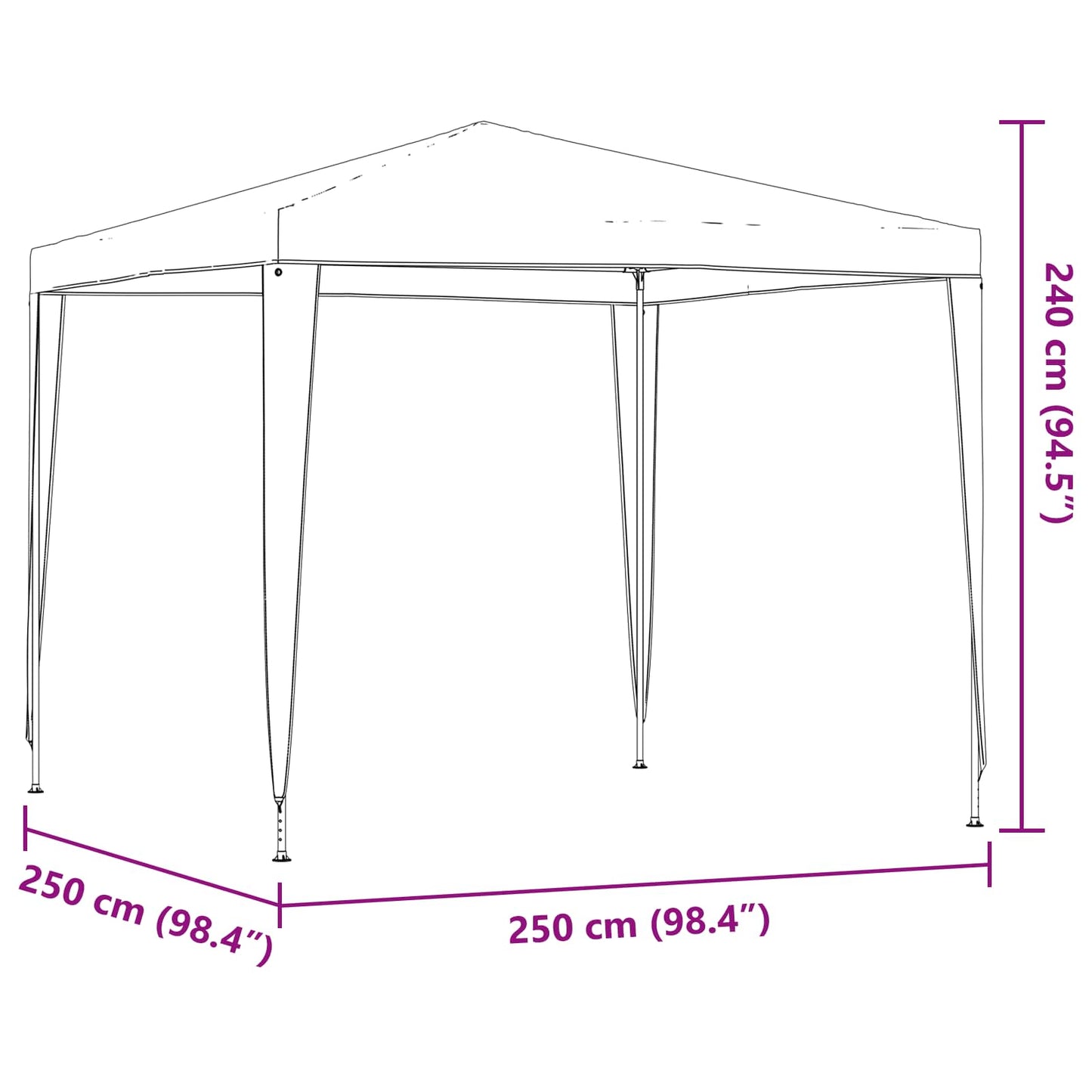 Partytent 250 x 250 x 240 cm Rood PE en staal is nu te koop bij PeponiXL, paradijselijk wonen!