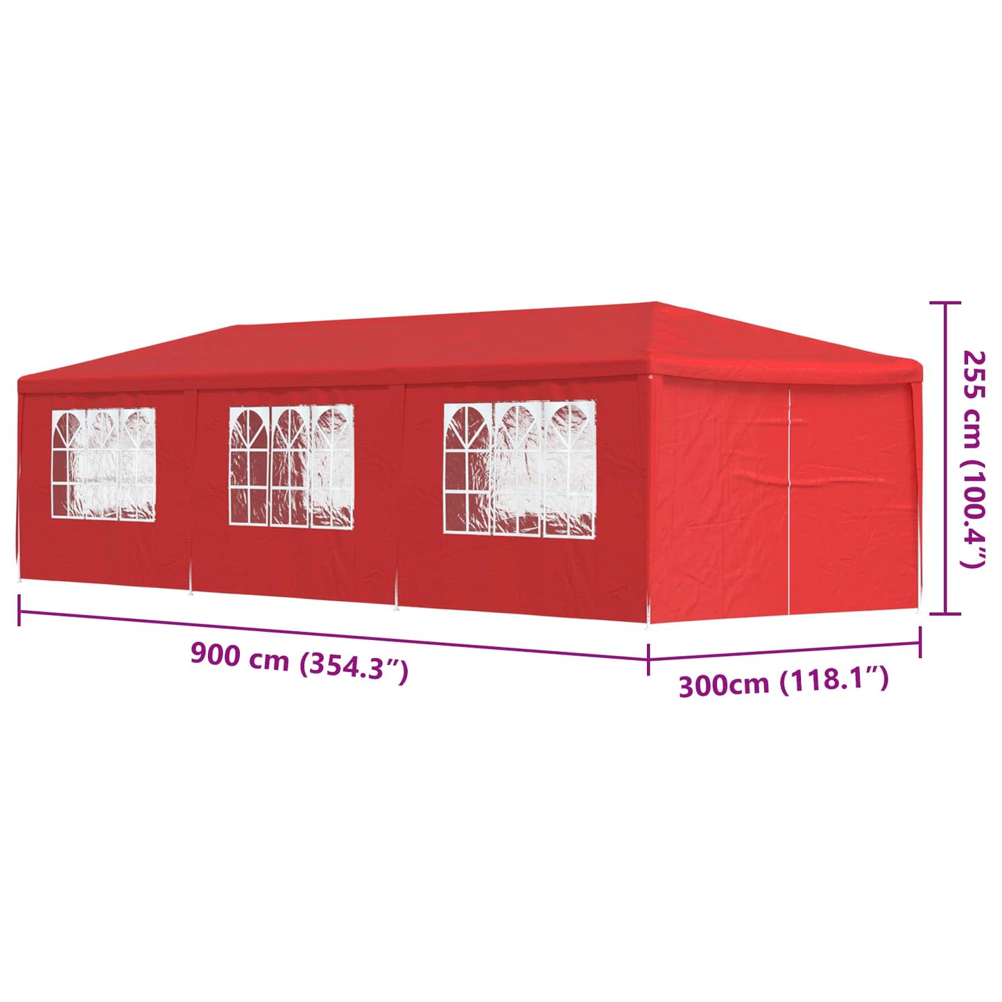 Partytent 900 x 300 x 255 cm Rood PE en staal is nu te koop bij PeponiXL, paradijselijk wonen!