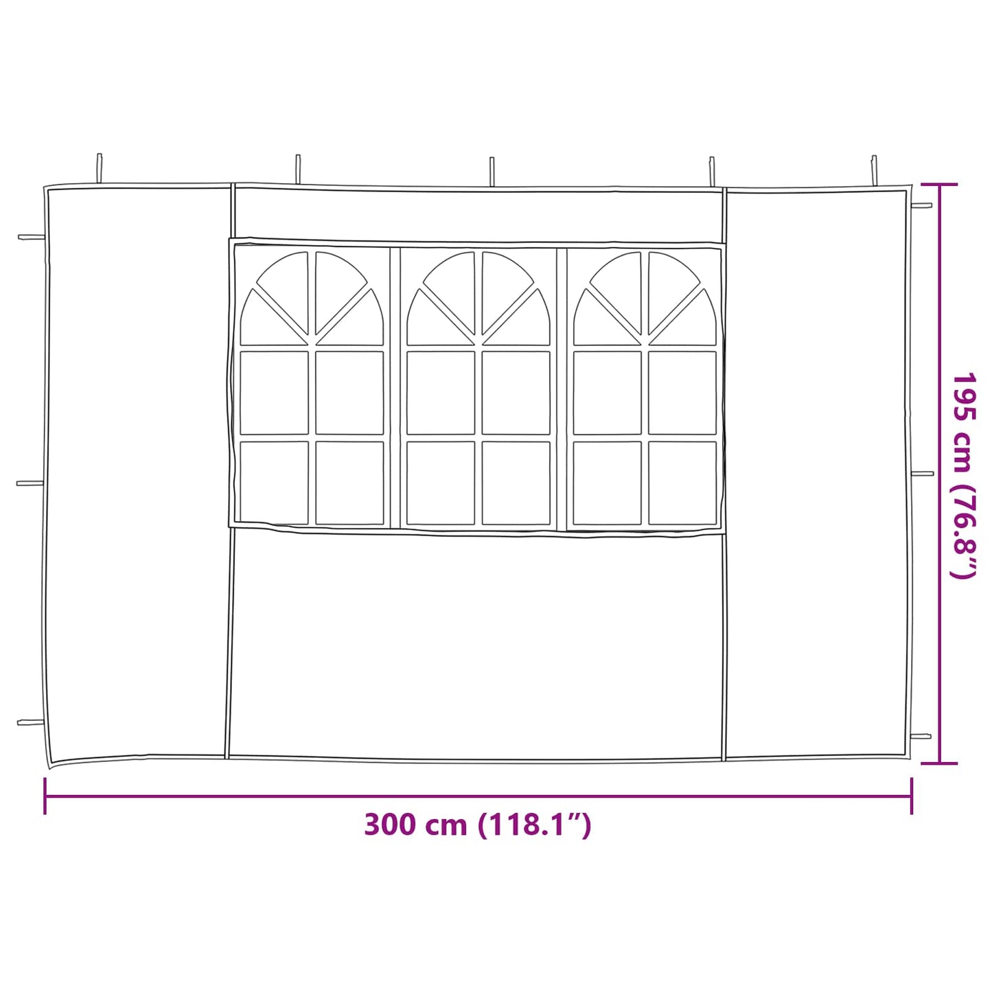 Party Tent Zijwand 2 pcs 300 x 195 cm Lichtgrijs PE en staal is nu te koop bij PeponiXL, paradijselijk wonen!