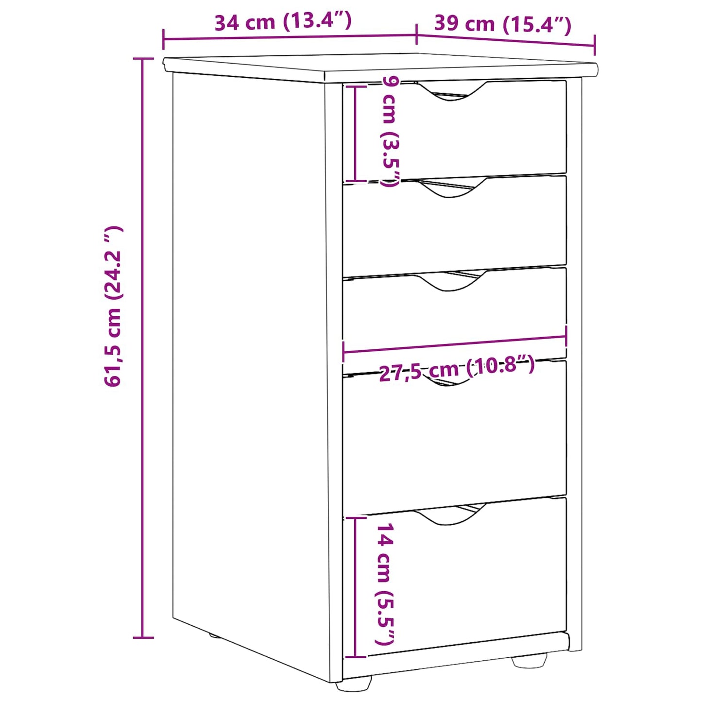 Kast Bruin 34 x 39 x 61,5 cm Massief Vurenhout is nu te koop bij PeponiXL, paradijselijk wonen!
