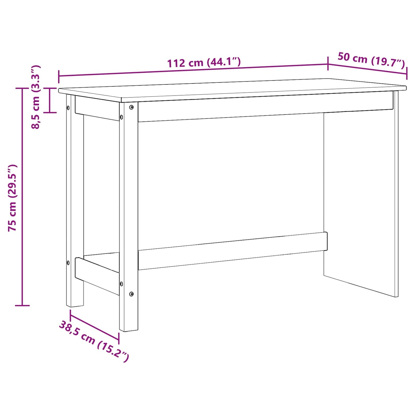 Bureau Bruin 112 x 50 x 75 cm Massief Vurenhout is nu te koop bij PeponiXL, paradijselijk wonen!