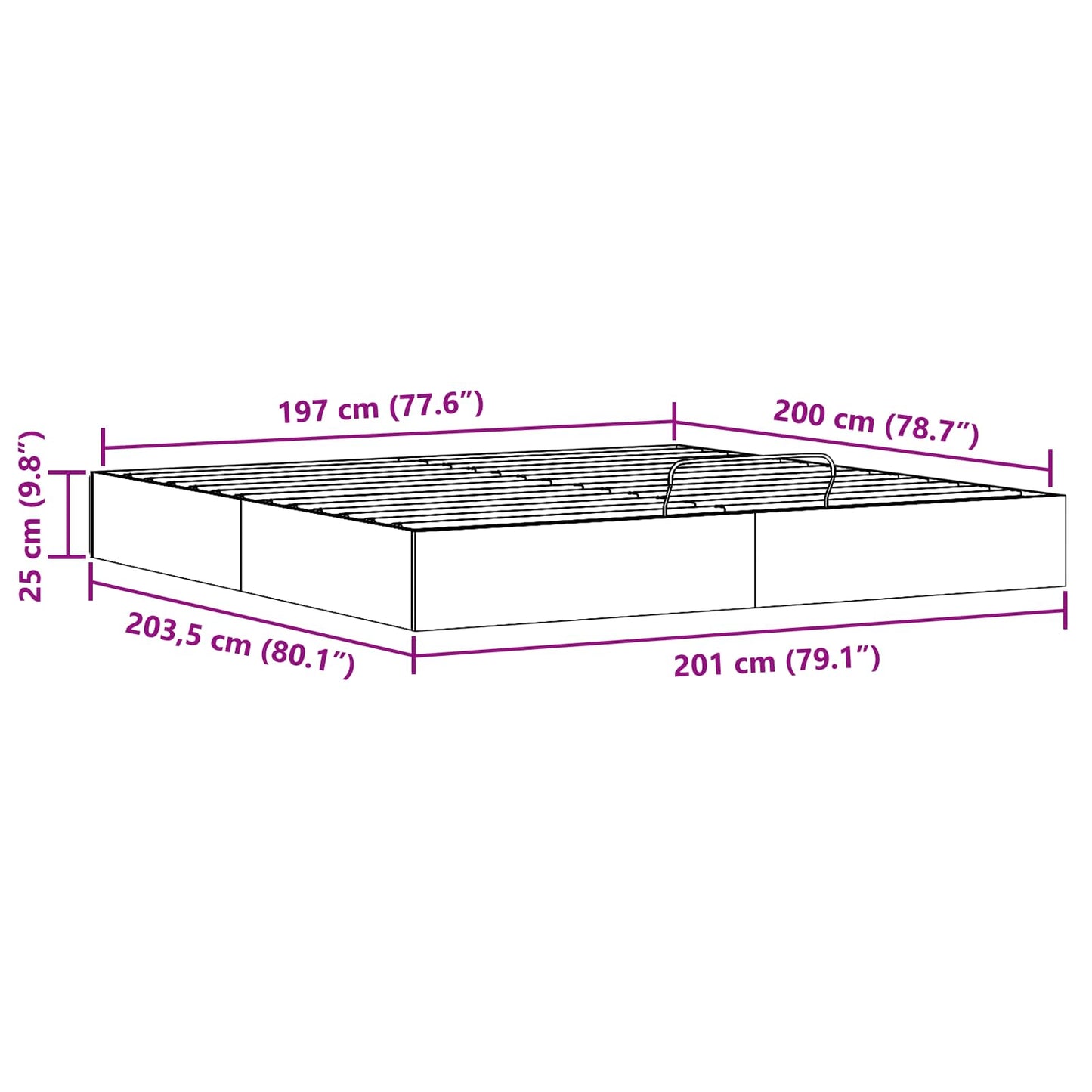 Ottoman Bedframe met Opslag Wit 200 x 200 cm Massief grenenhout is nu te koop bij PeponiXL, paradijselijk wonen!