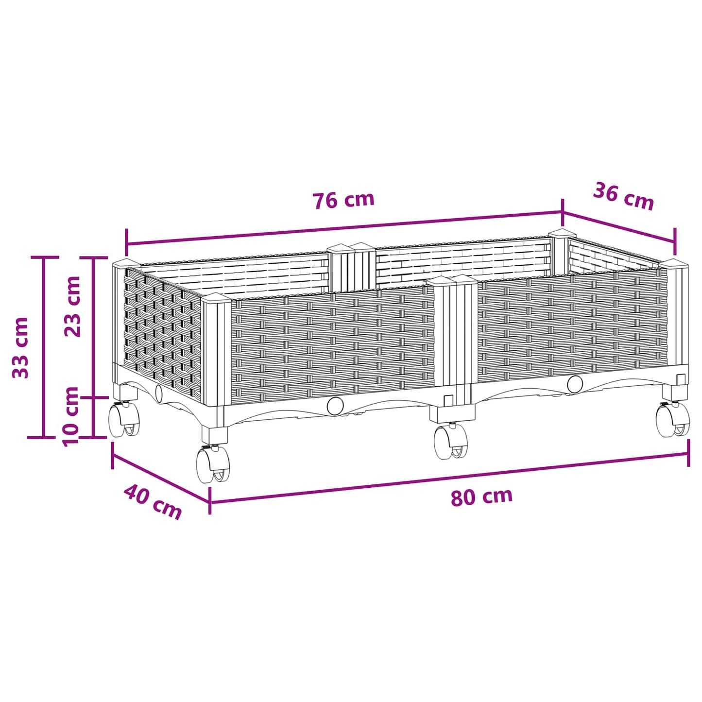 Tuinschaal met wielen Bruin 80 x 40 x 29 cm PP is nu te koop bij PeponiXL, paradijselijk wonen!