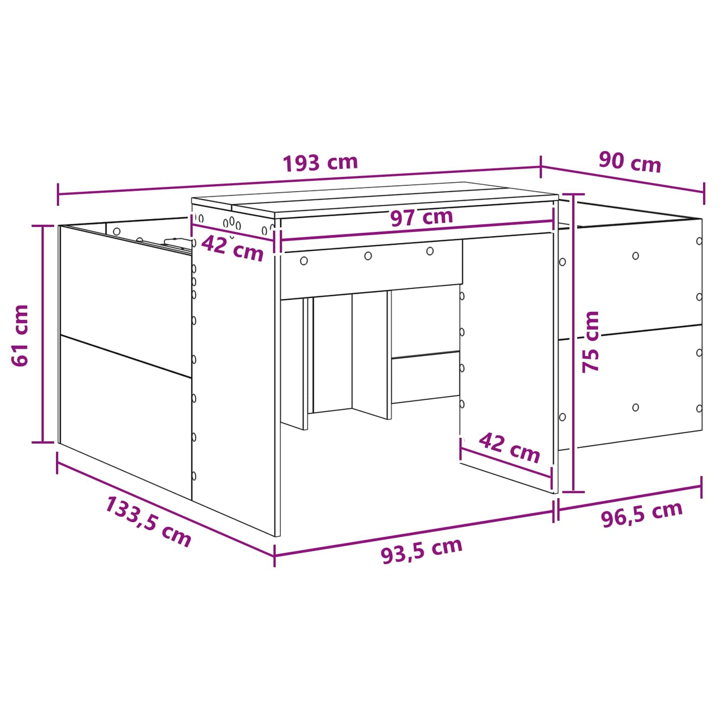 Hoge Bed Frame met Bureau voor Kinderen Artisanaal eiken is nu te koop bij PeponiXL, paradijselijk wonen!
