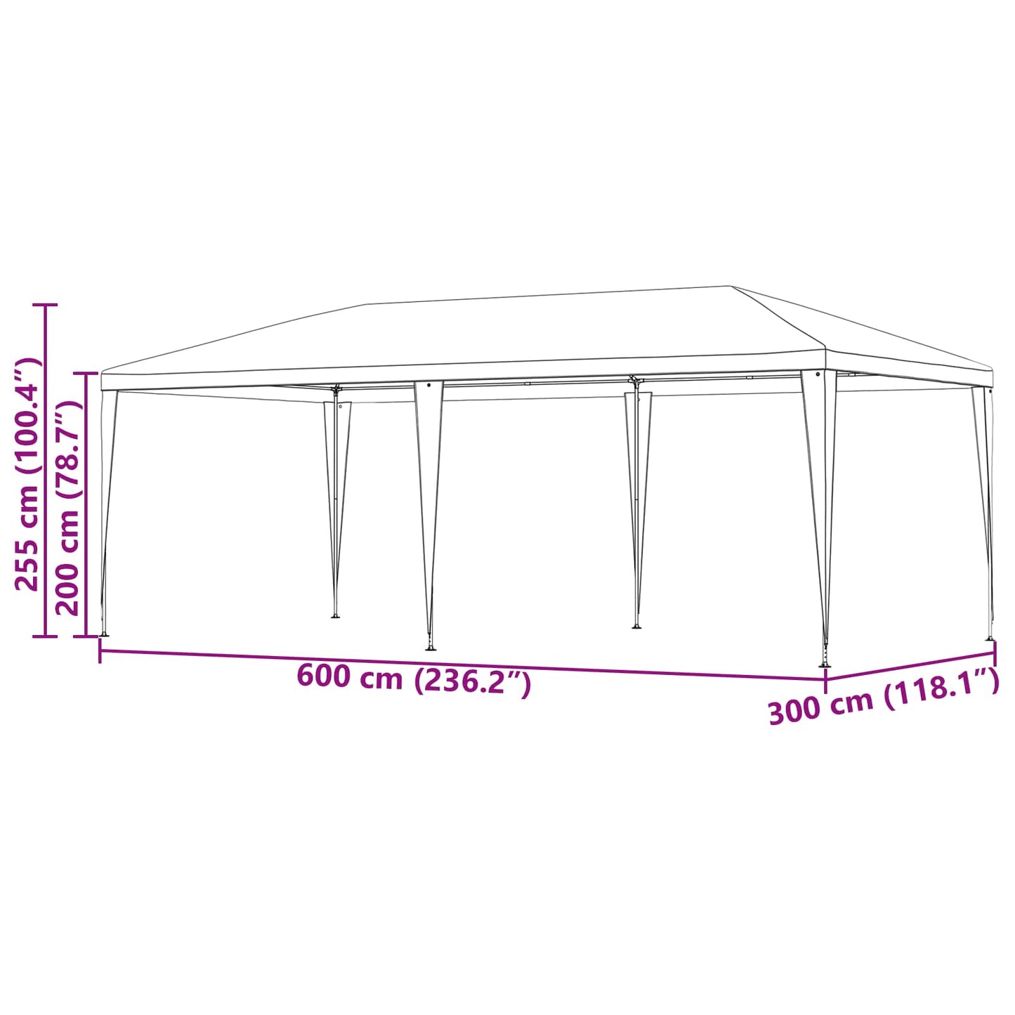 Partytent Rood 600 x 300 x 255 cm PE en staal is nu te koop bij PeponiXL, paradijselijk wonen!