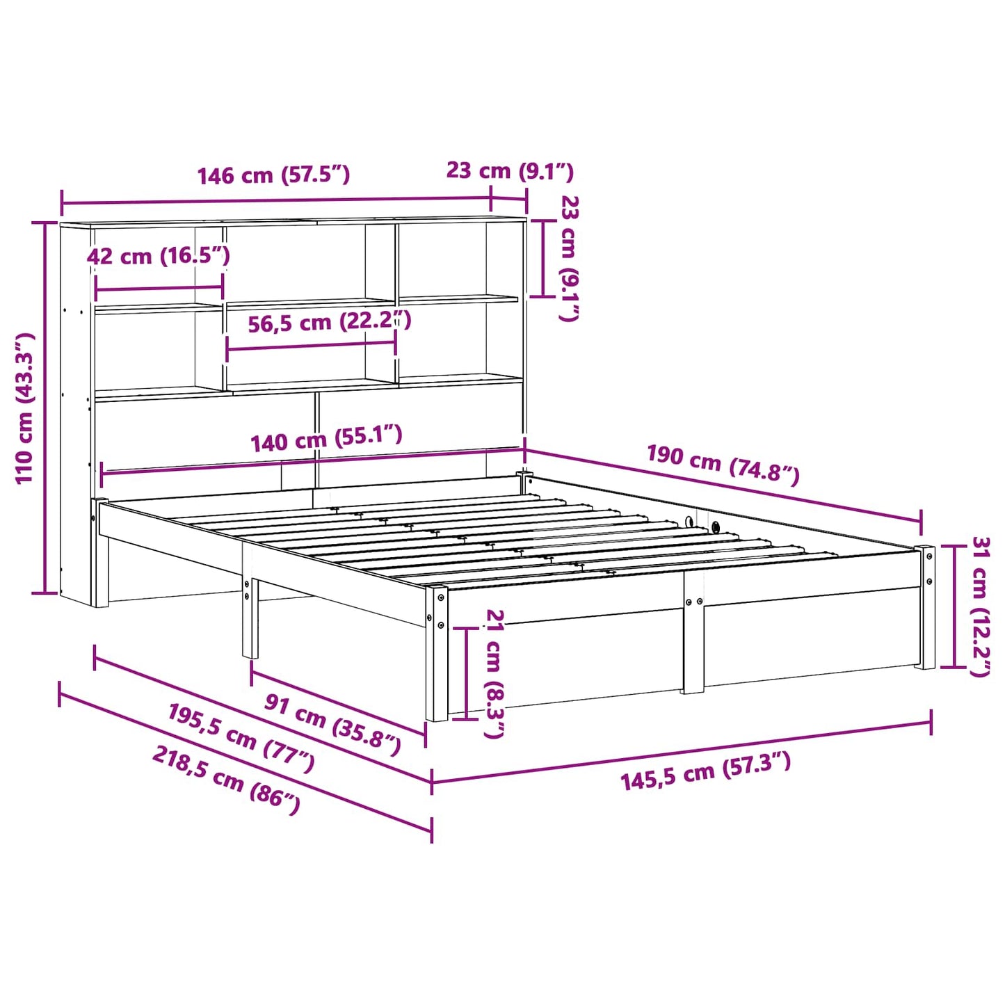 Bedframe met opberghoofdeksel met opslag Wasbruin 140 x 190 cm is nu te koop bij PeponiXL, paradijselijk wonen!